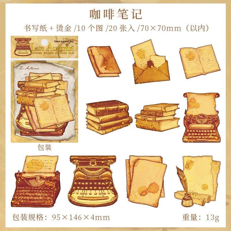 1002 Coffee Late Autumn Series: Coffee Dyed with Gold Foil Journal Materials