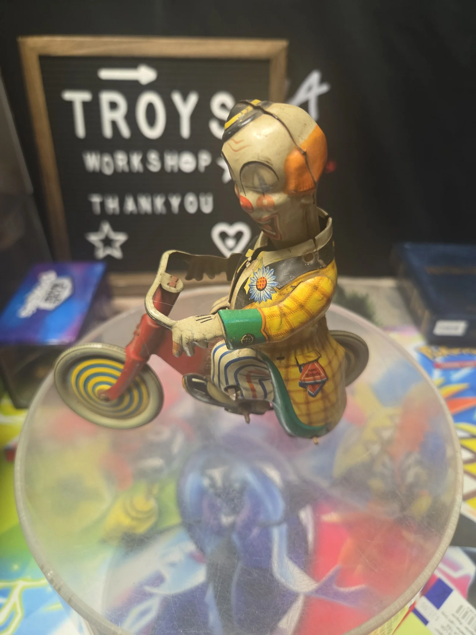 TECHNOFIX Tin windup Merry Clown Motorcycle, BNI41