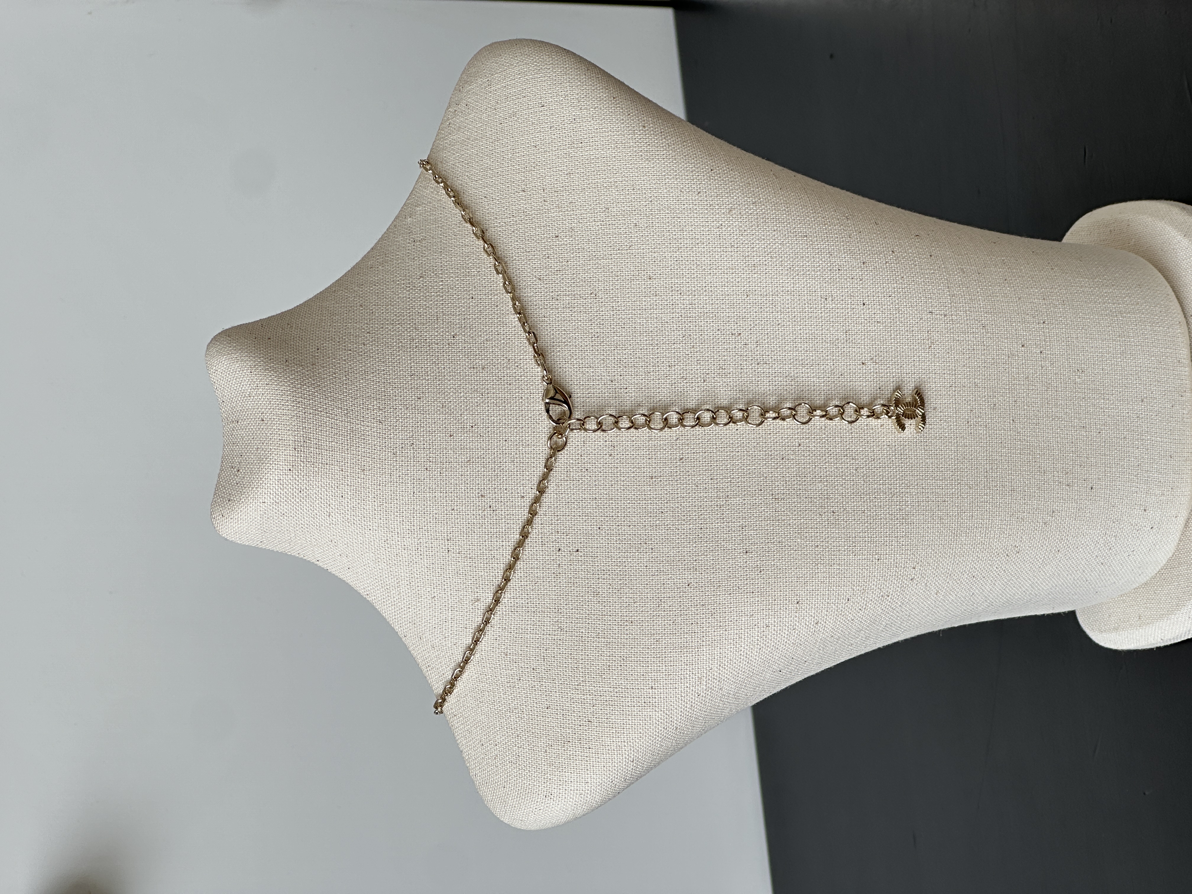 Chanel Bow Crystal Pearl Pendant Necklace