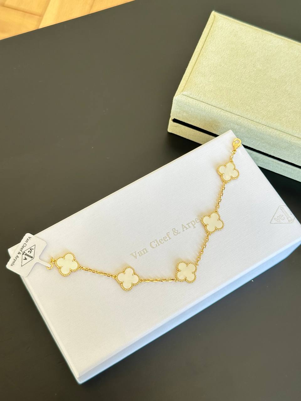 Van Cleef & Arpels Vintage Alhambra 18K Yellow Gold Mother-of-Pearl 5 Motifs Bracelet