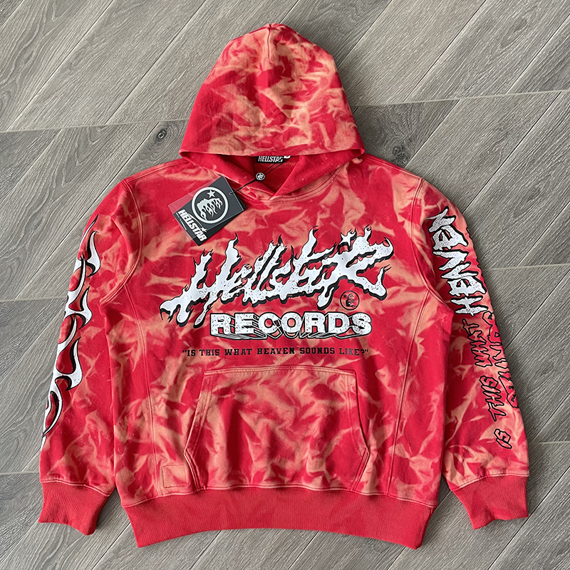 Hellstar Flame pattern Hoodie Red Color