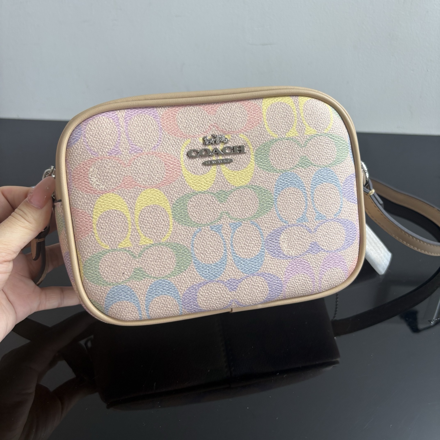 Women Handbag CDD63 Jamie Camera Bag In Rainbow Signature Canvas