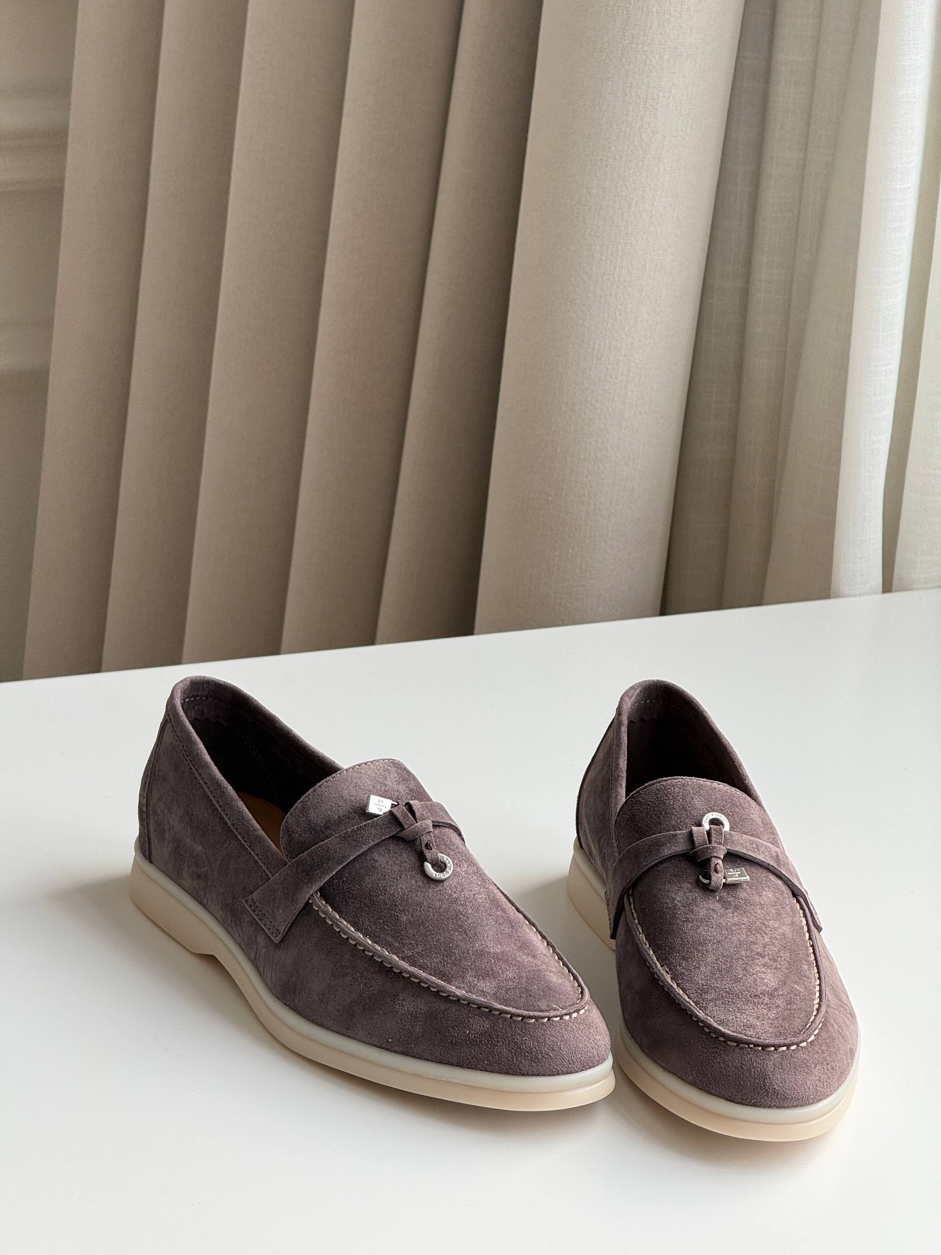 Loro Piana Dark Grey Suede Loafers