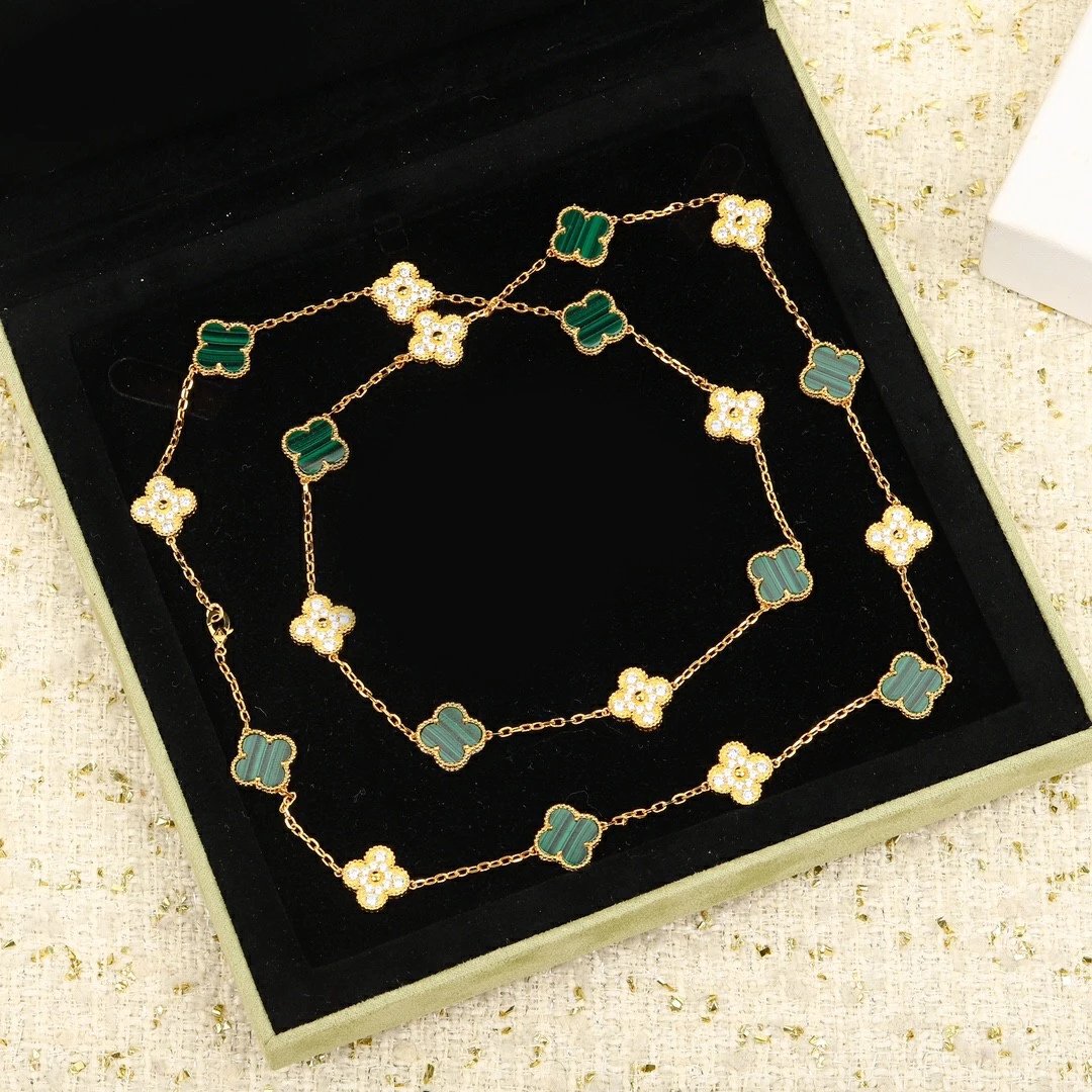 Van Cleef & Arpels VCA alhambra 20 malachite Diamond Necklace