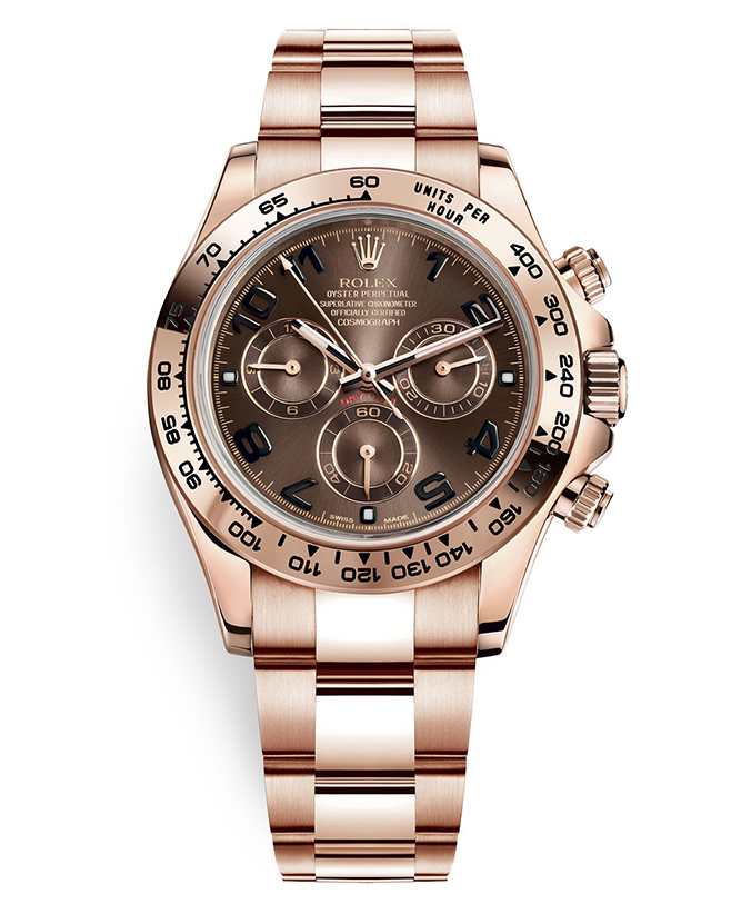 Rolex Daytona, Chocolate dial, Engraved Bezel, Oyster bracelet, Rose gold Watch 116505 choc【1:1 Replica】