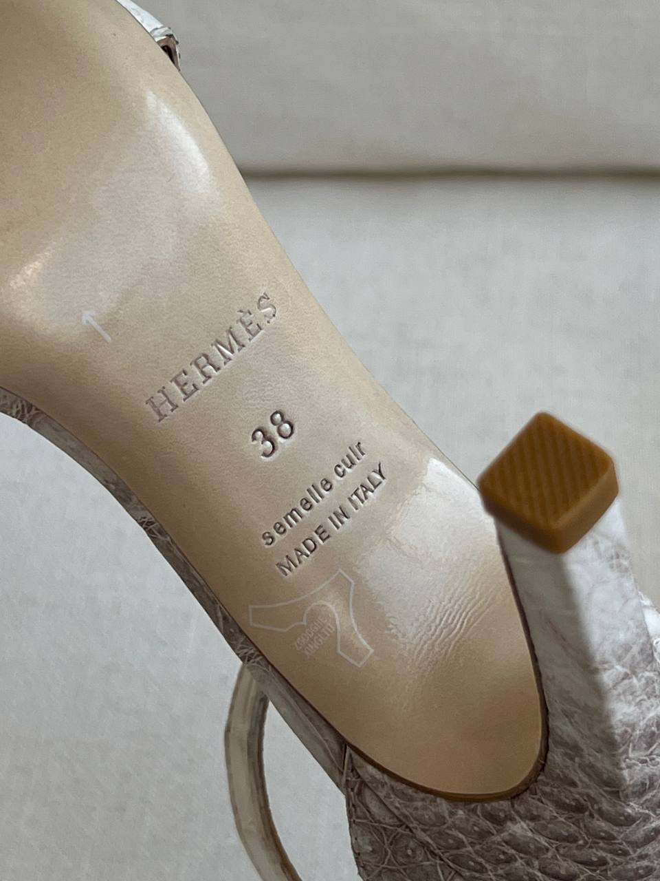Hermès Himalaya Croc Embossed Cutout Stiletto Ankle Strap Sandals
