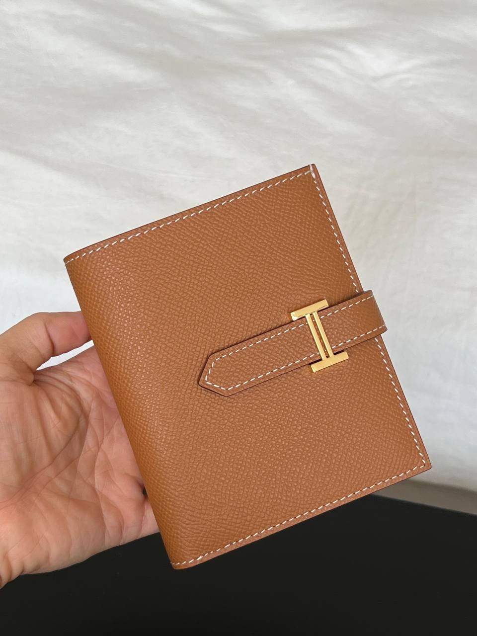 Hermès Bearn Short Wallet Gold H Buckle Tan Epsom Leather