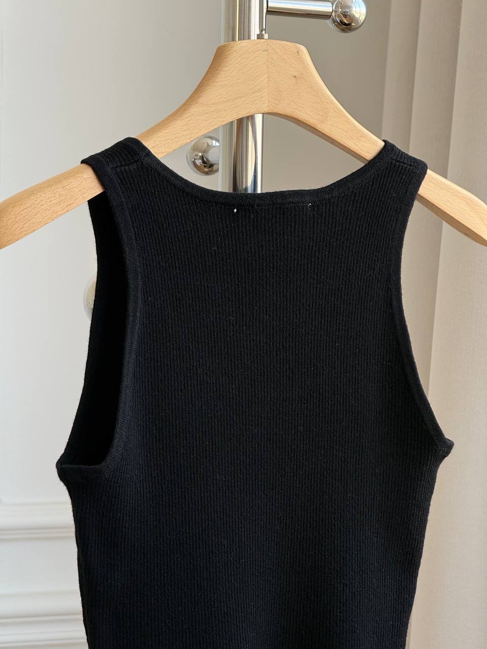 Miu Miu Ribbed Knit Tank Top with Intarsia Logo