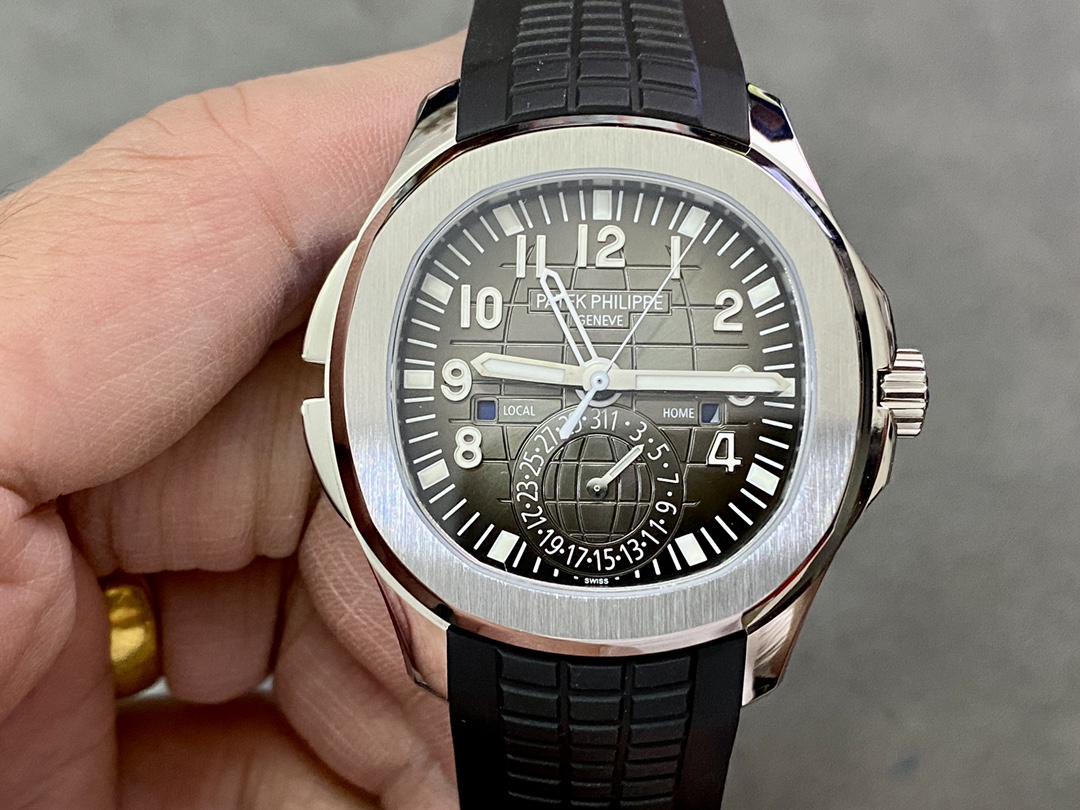 Replica Patek Philippe Aquanaut 5164A 001 Stainless Steel Dual Time 40mm Mens Watch