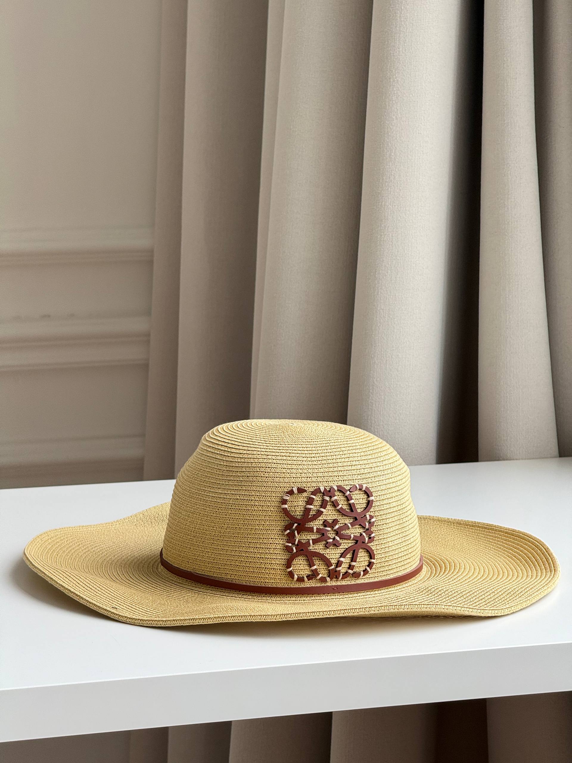 LOEWE Anagram Raffia Woven Wide-Brim Sun Hat