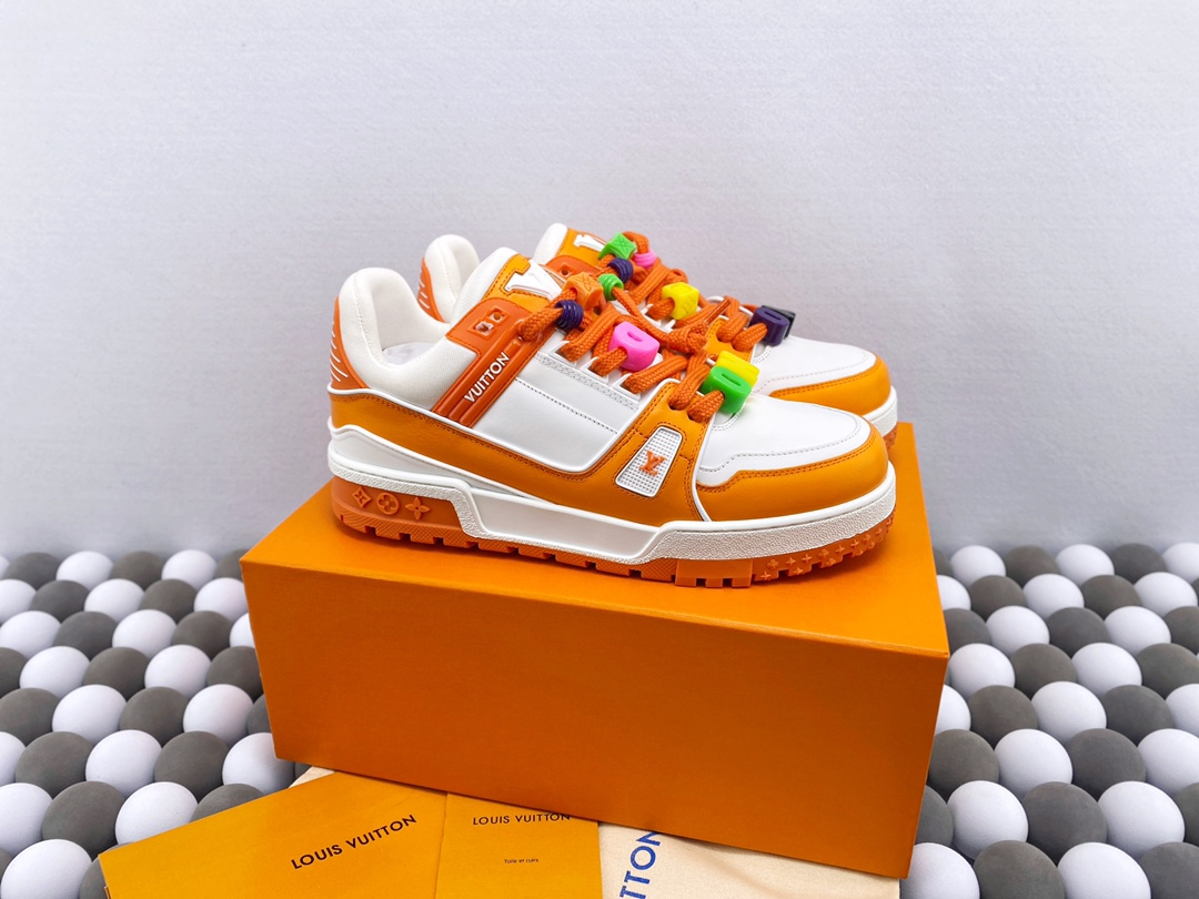 2024 LV Trainer Maxi Low White X Orange Color