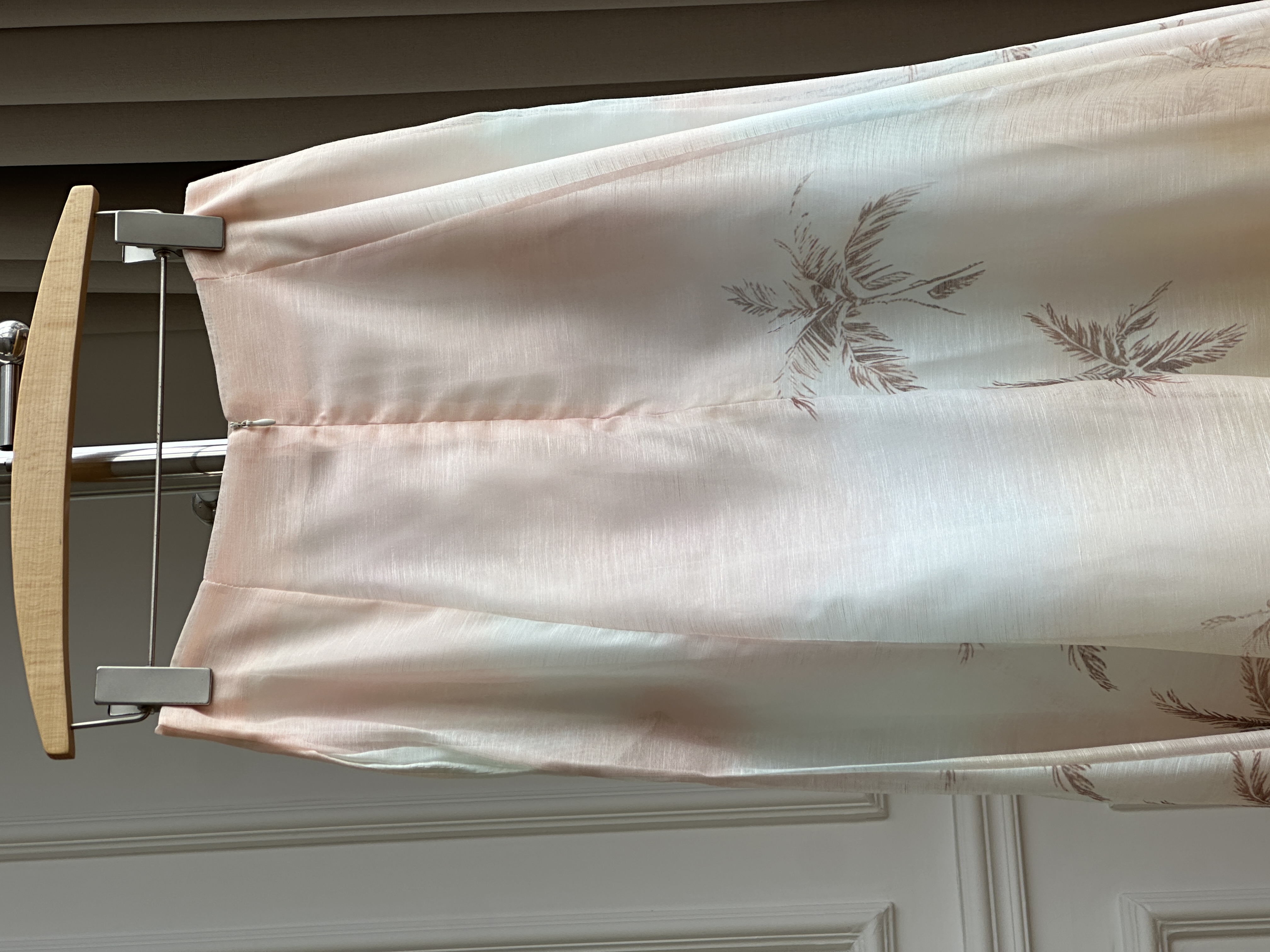 Pink Blue Gradient Palm Tree Print Satin High Waist Maxi Mermaid Skirt