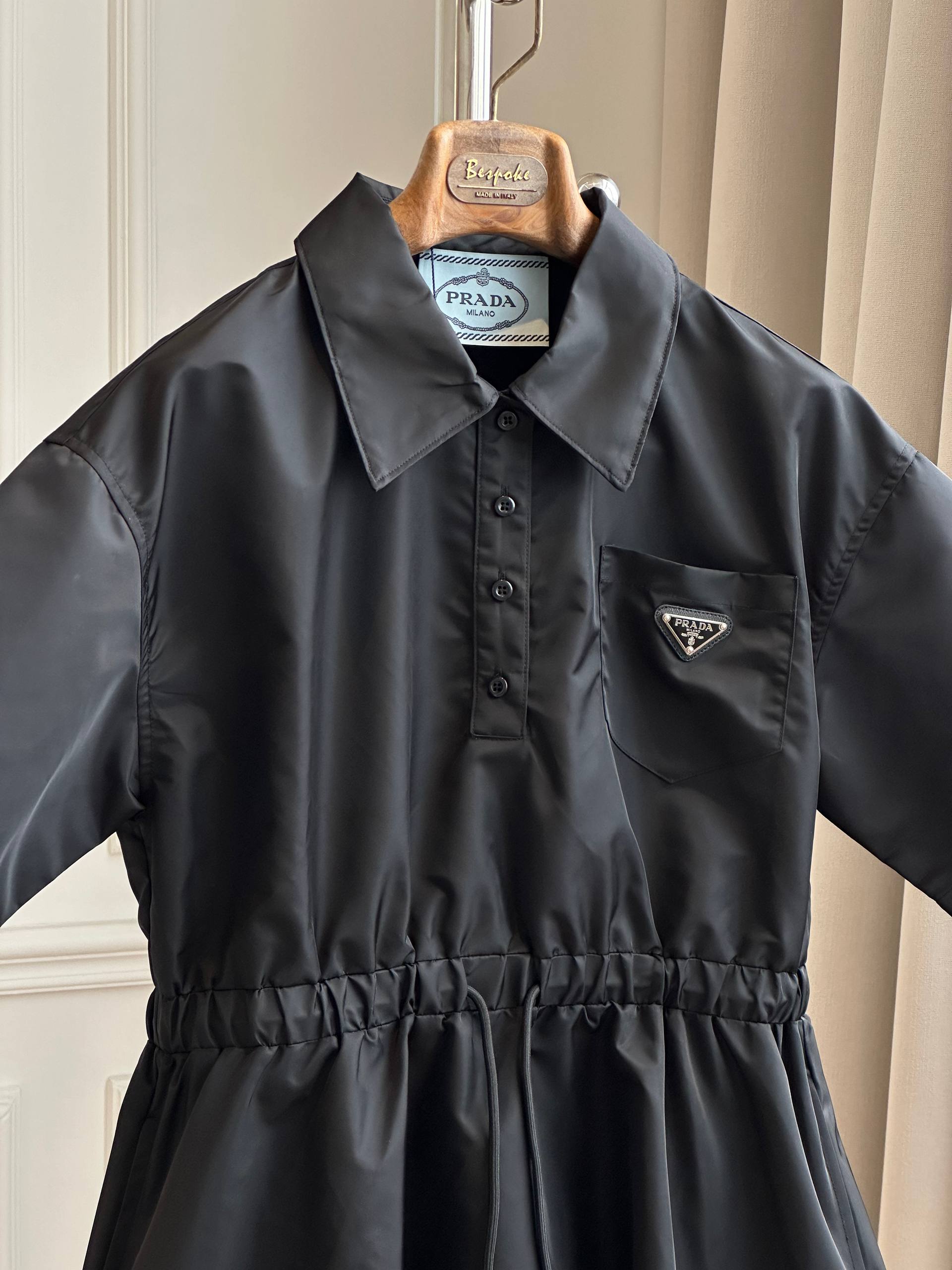 Prada Re-Nylon Drawstring Waist Shirt Dress