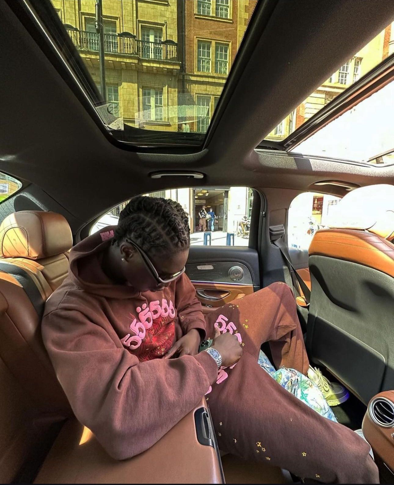 1:1 Best Quality Pink Logo Hoodie Brown Color