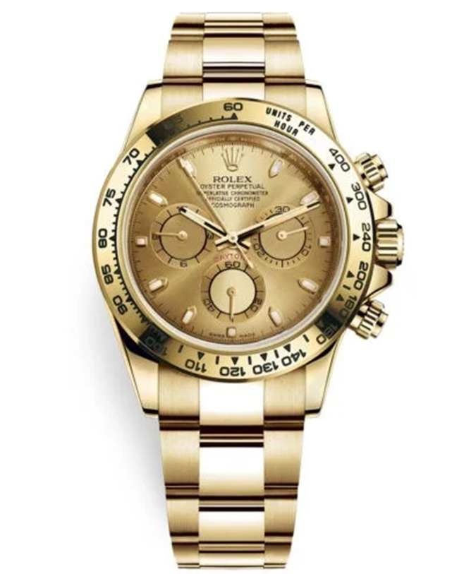 Rolex Cosmograph Daytona 116508 Champagne Index Oyster Yellow Gold Mens Watch【1:1 Replica】