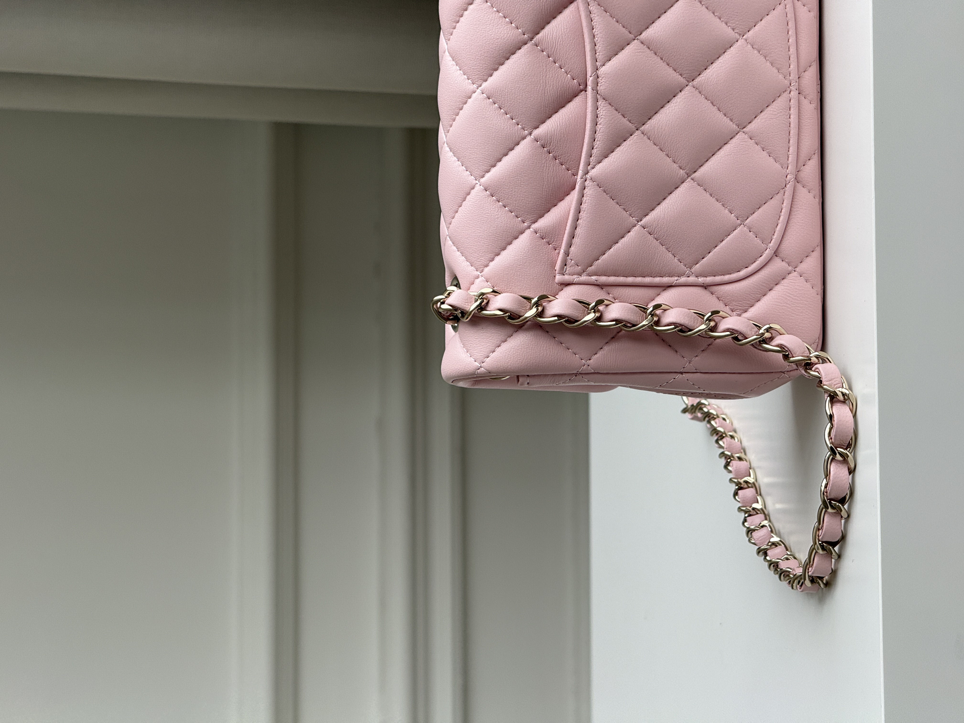 Chanel Sakura Pink Caviar Leather Classic Flap Silver CC Chain Bag