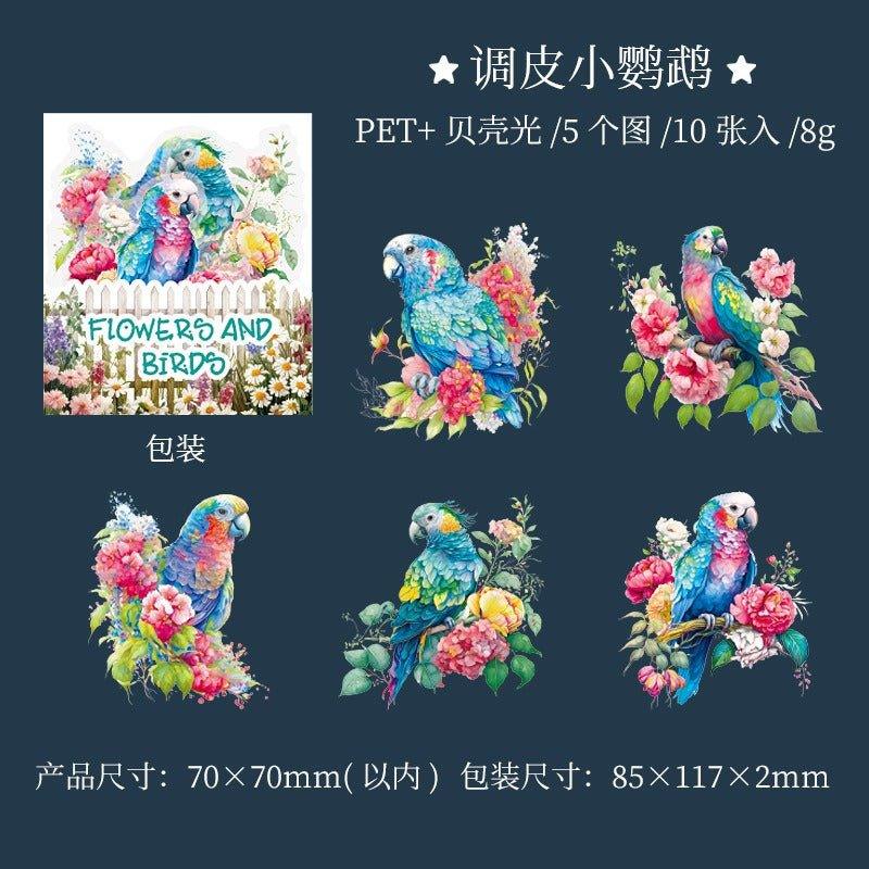 1023 Shell Light PET Stickers Flower Birds Series