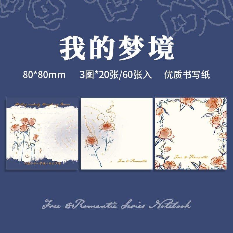 2065 Full-stamped trio of memo pads. The Name of the Rose.