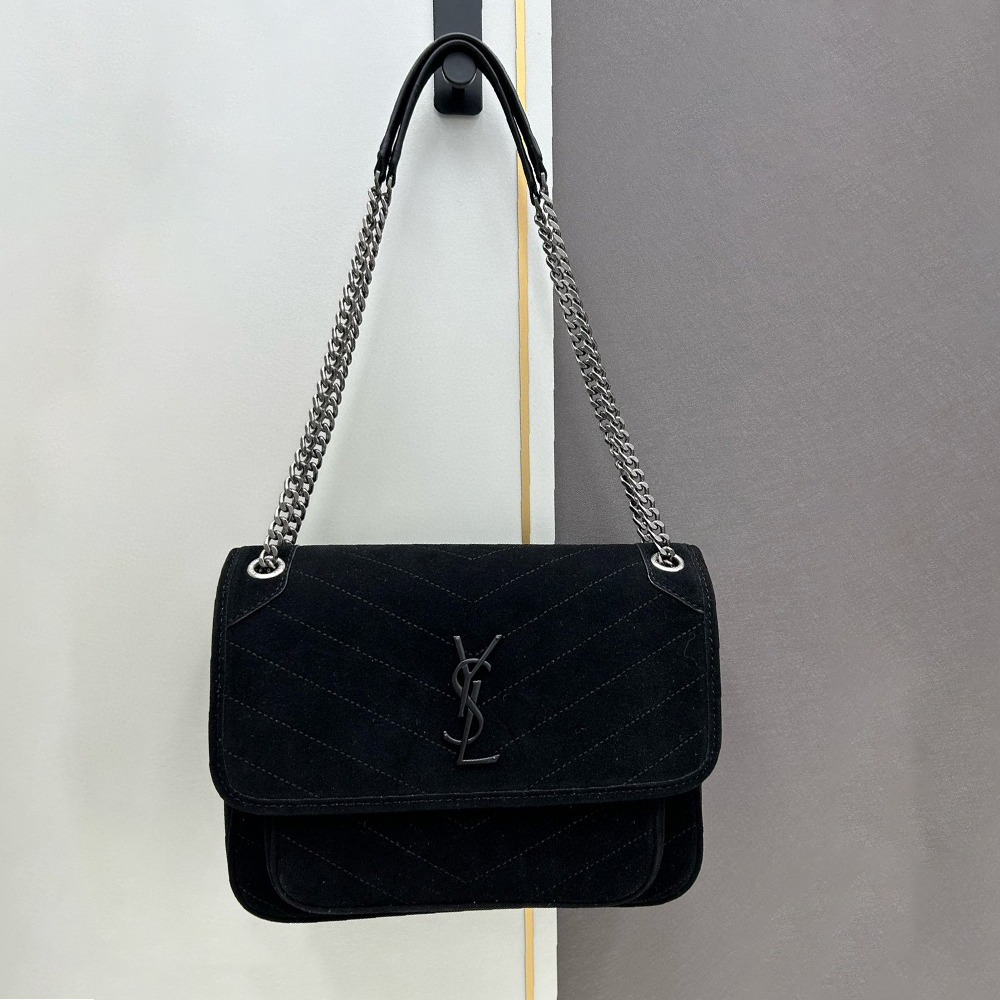 YSL Niki Quilted Suede Handbag