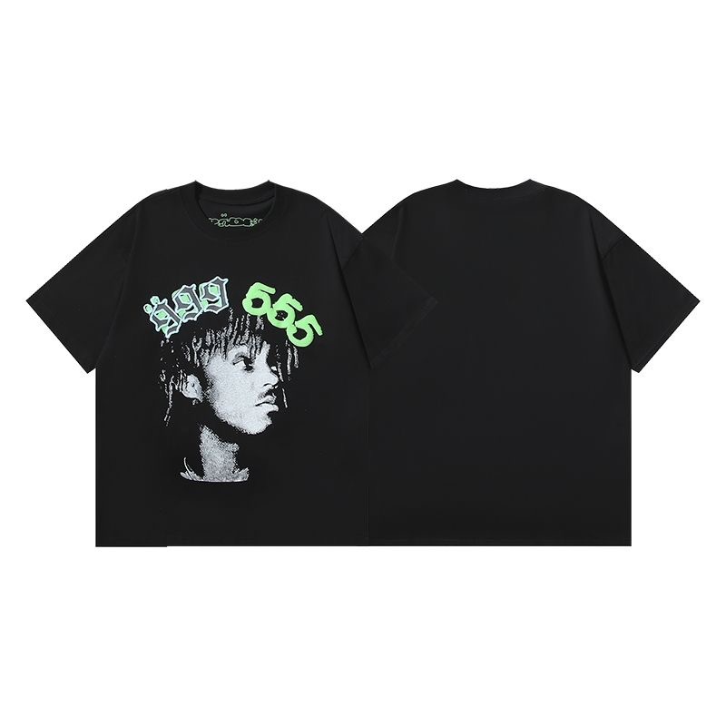 Black with green letter printed tshirt