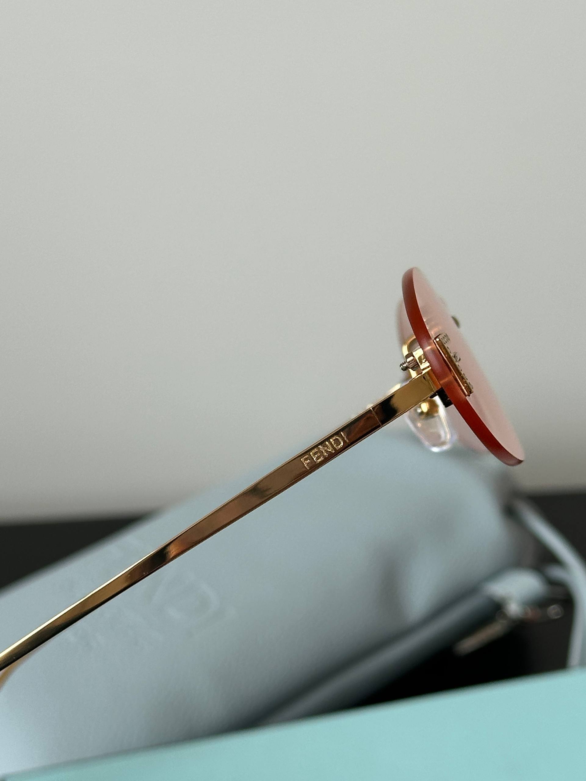 Fendi First Crystal Oval Rimless Sunglasses