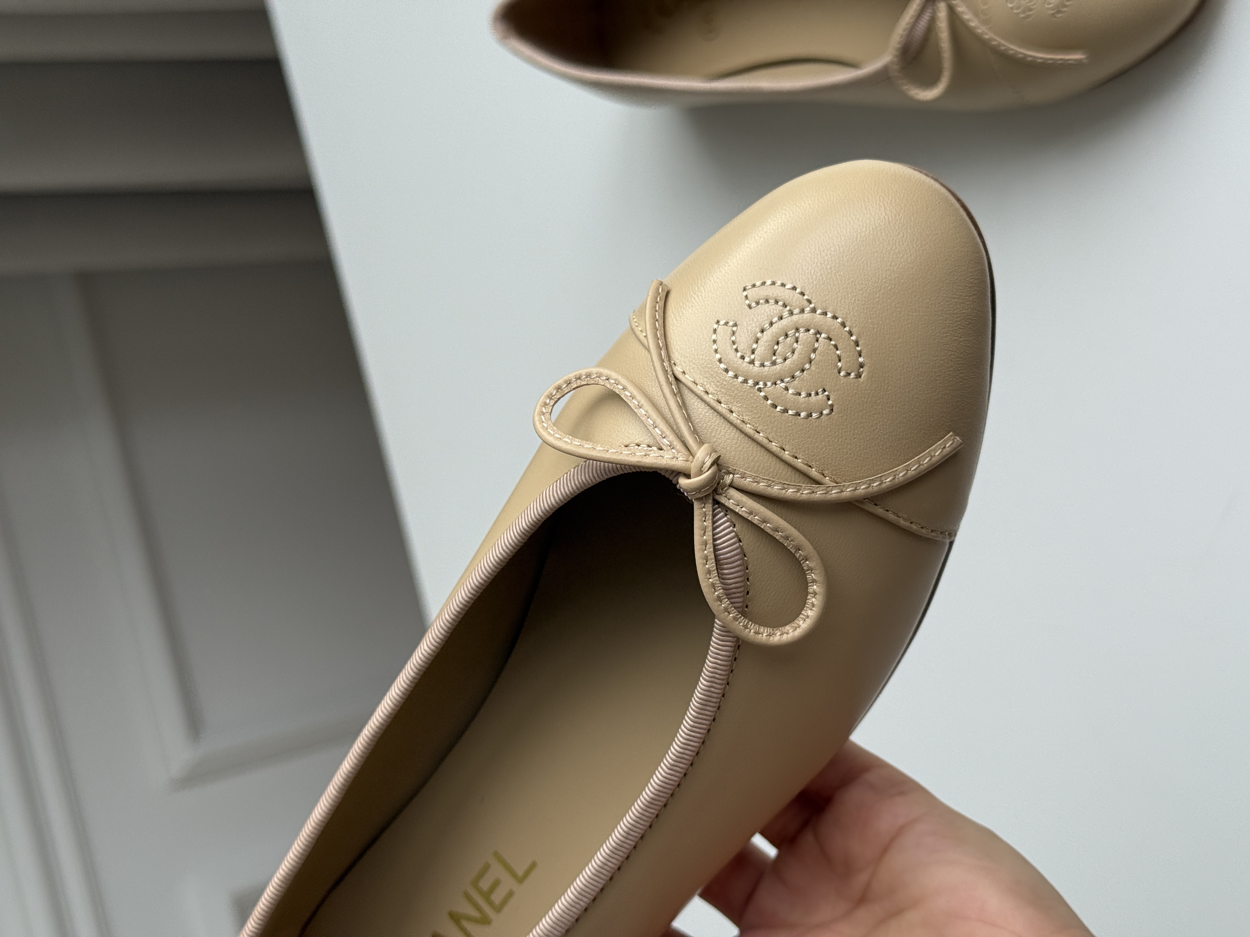 Chanel Classic CC Logo Bow Ballet Flats