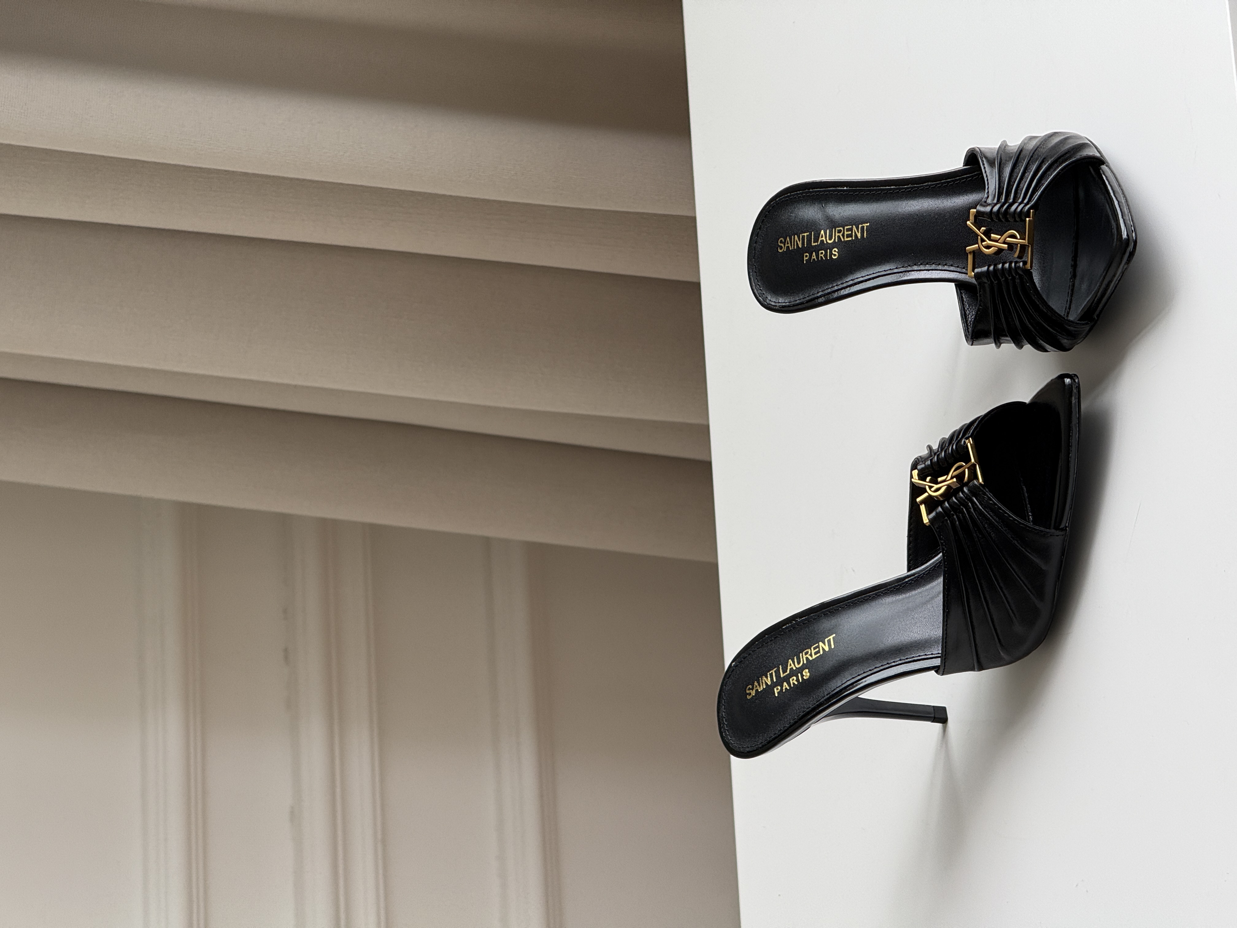 YSL Cassandre Logo Heeled Mules
