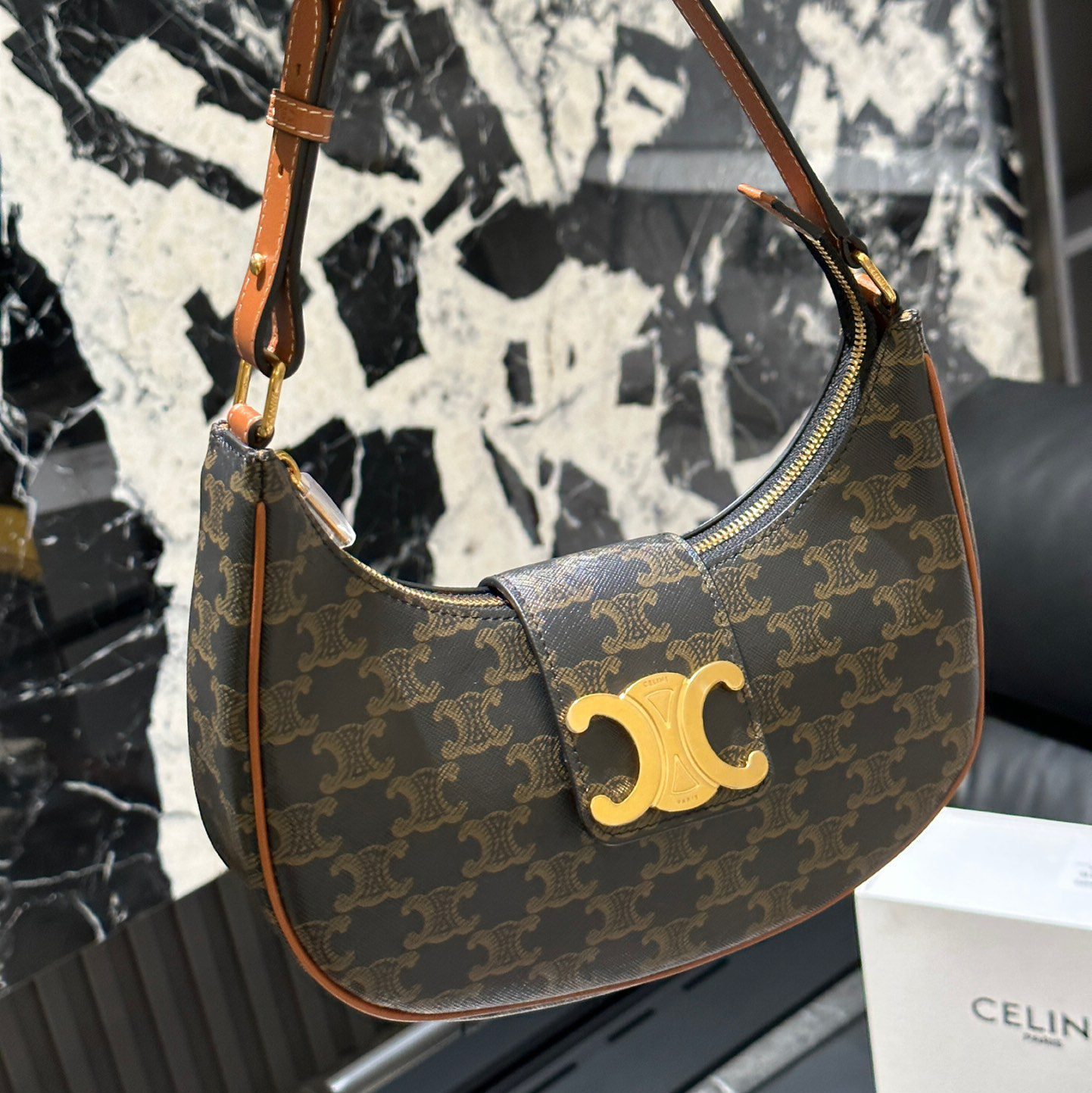 MEDIUM AVA TRIOMPHE BAG IN TRIOMPHECANVAS AND CALFSKIN