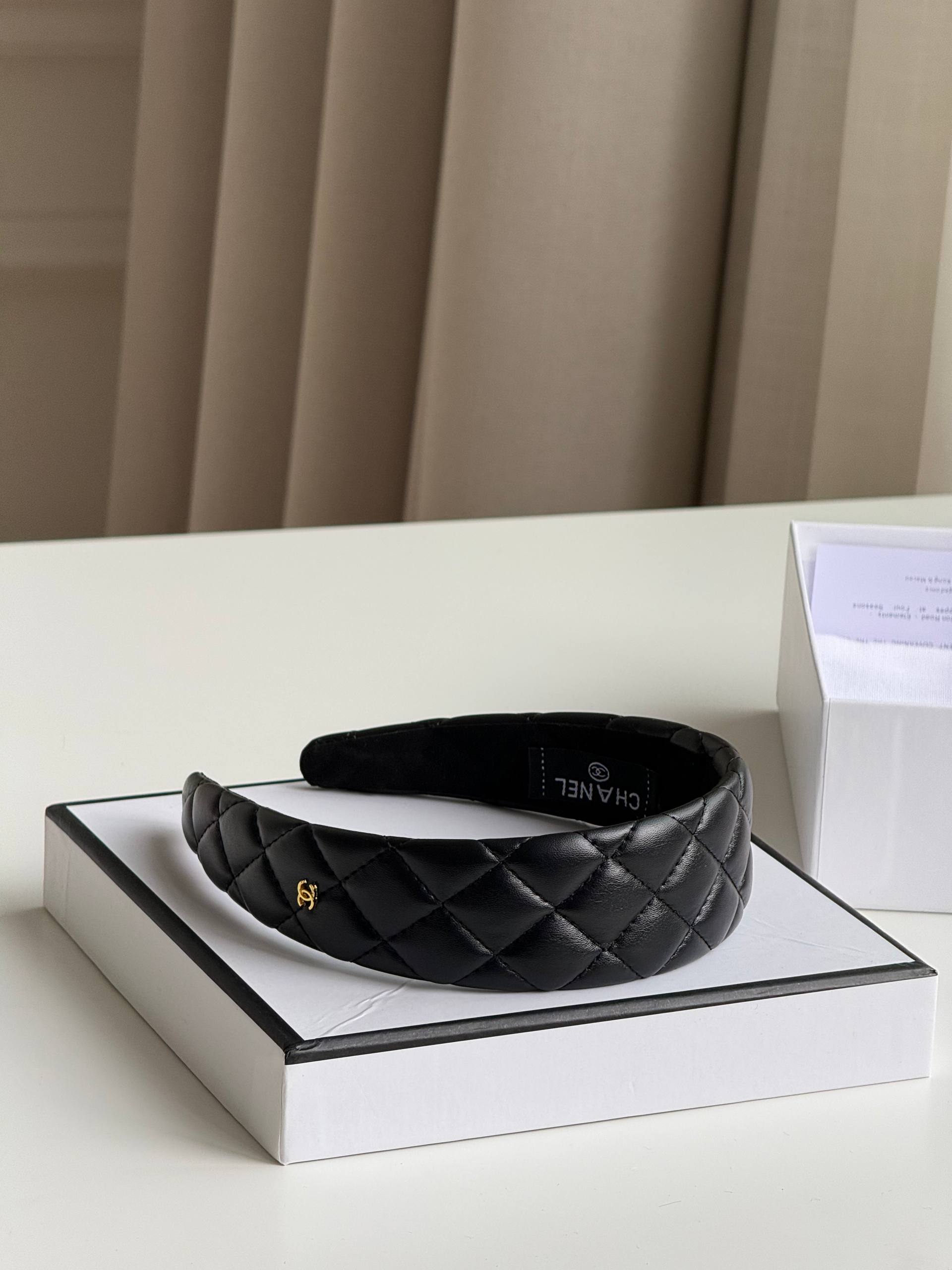 Chanel Quilted Lambskin CC Logo Headband