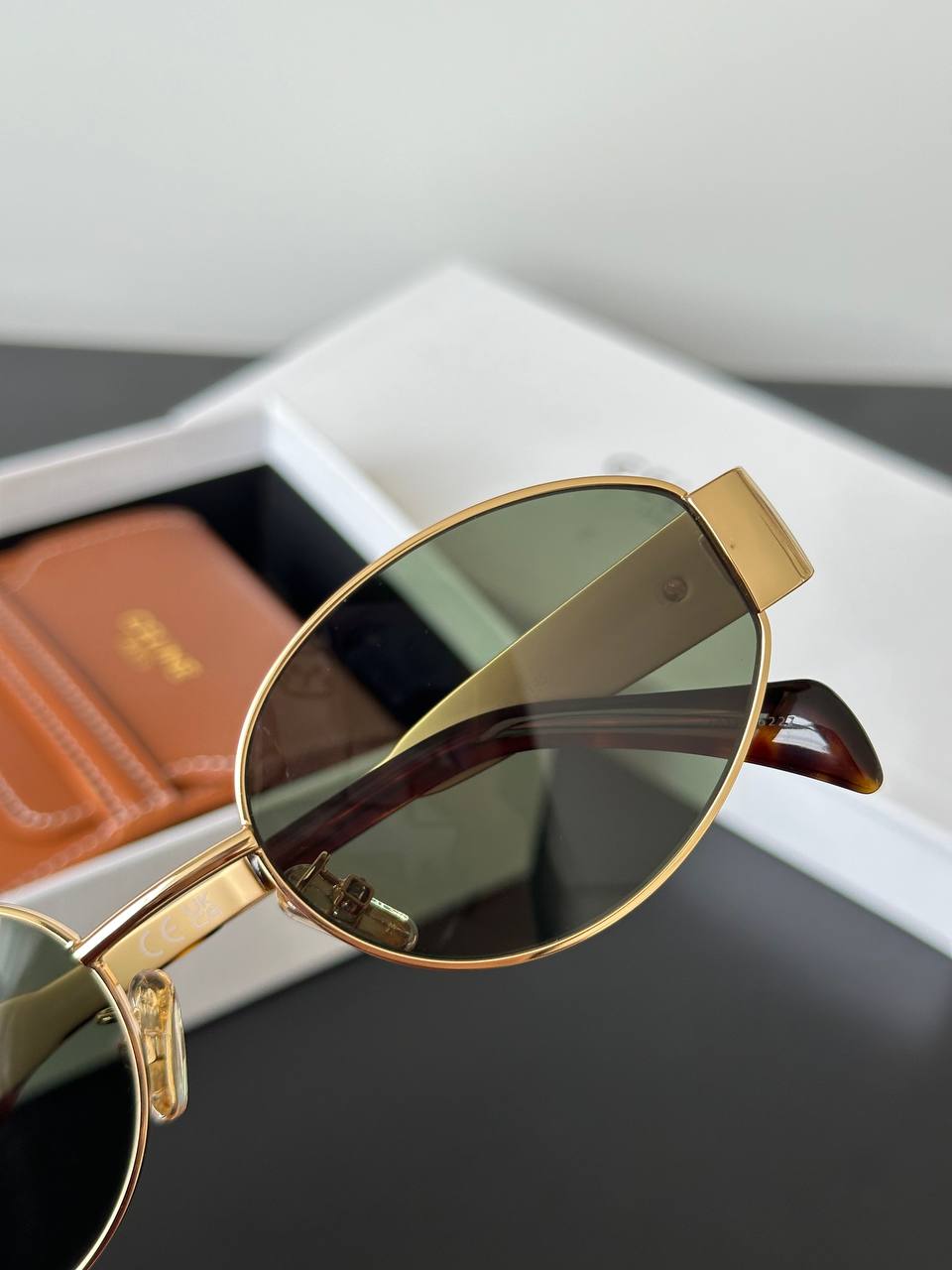Celine Metal Triomphe Oval Sunglasses