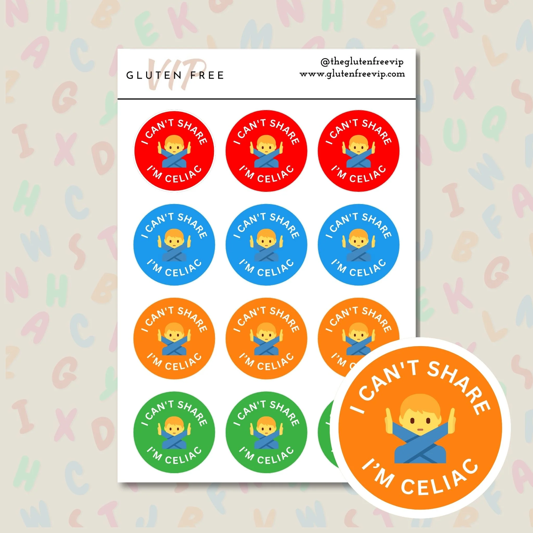 Kids Rainbow Celiac Labels