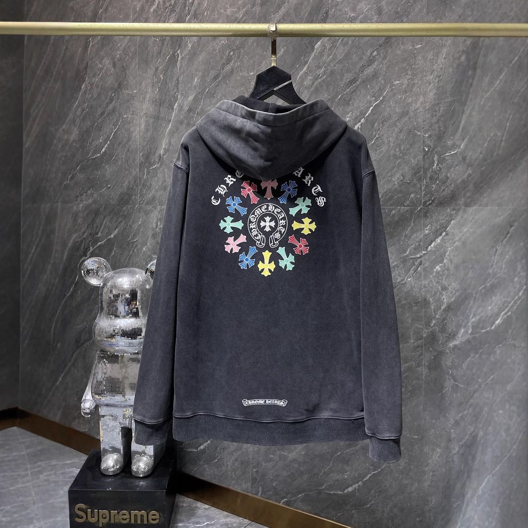 Chrome Heart new Sanskrit cross hooded loose-fitting hoodie