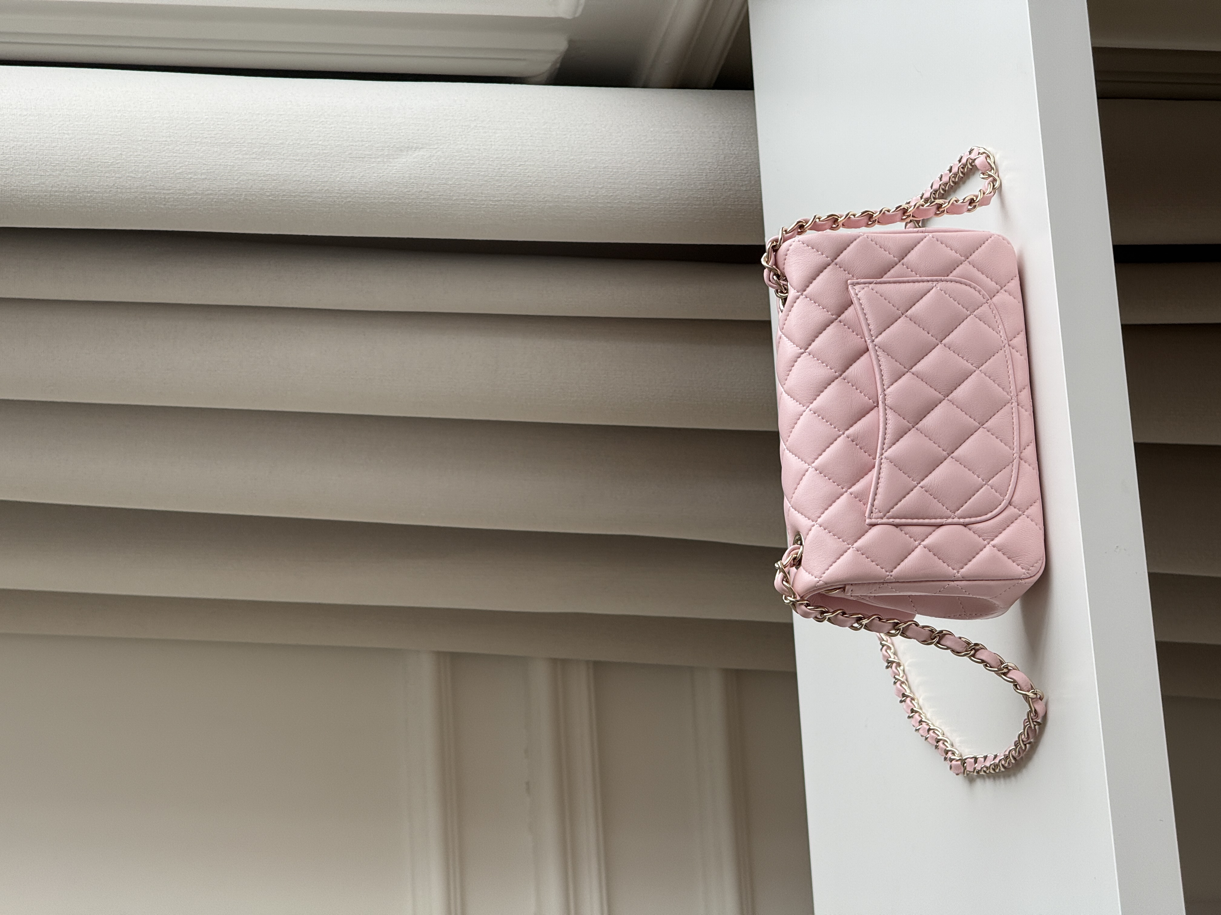 Chanel Sakura Pink Caviar Leather Classic Flap Silver CC Chain Bag