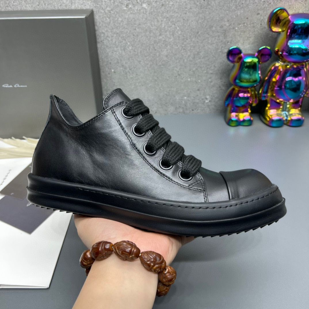 Rick full-grain leather Full Black Shoes with Box