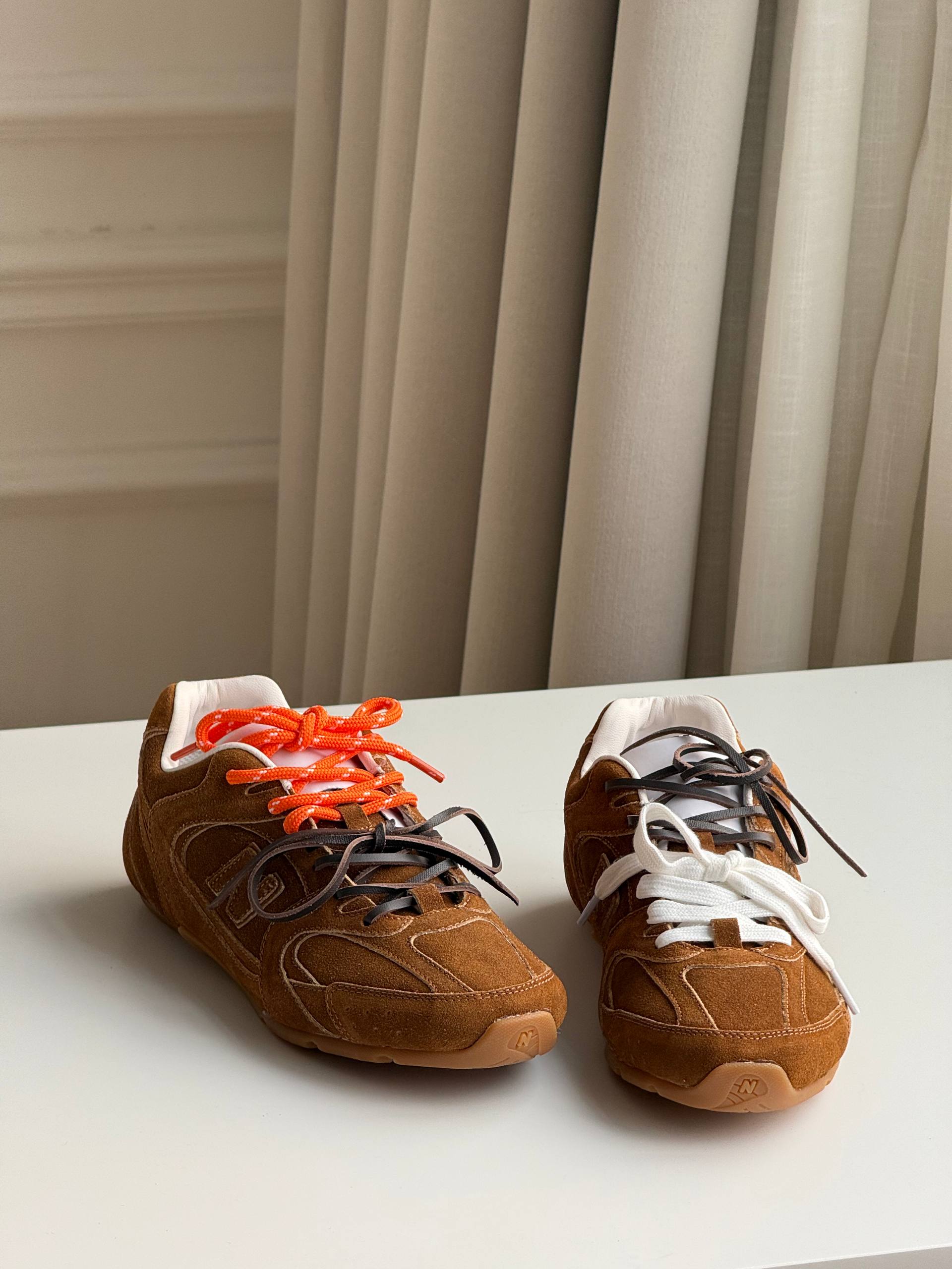 Miu Miu Maillard Tone Double-Lace German Army Trainer Sneakers