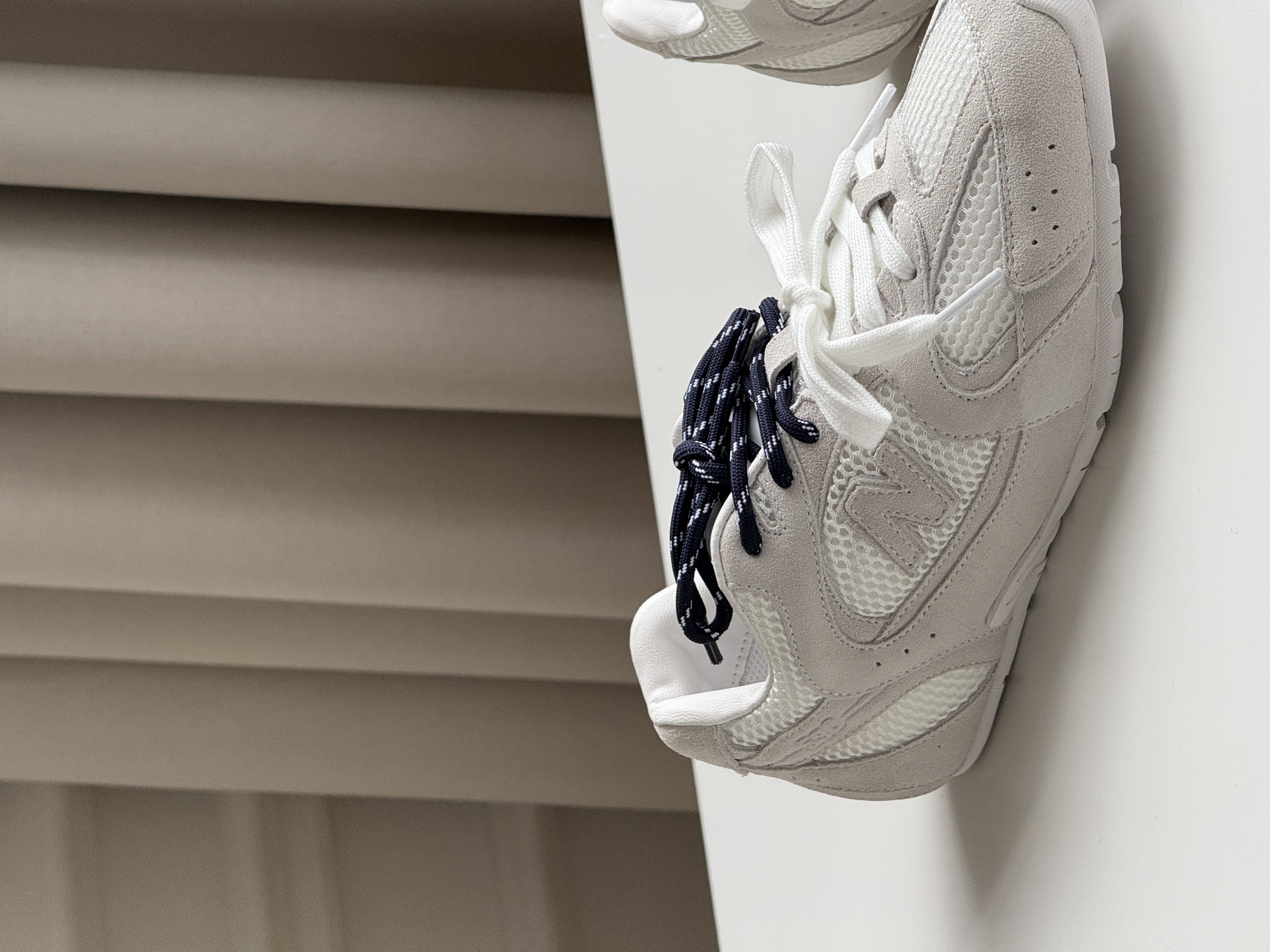 New Balance Off-White Grey Mesh Retro Low Top Running Sneakers