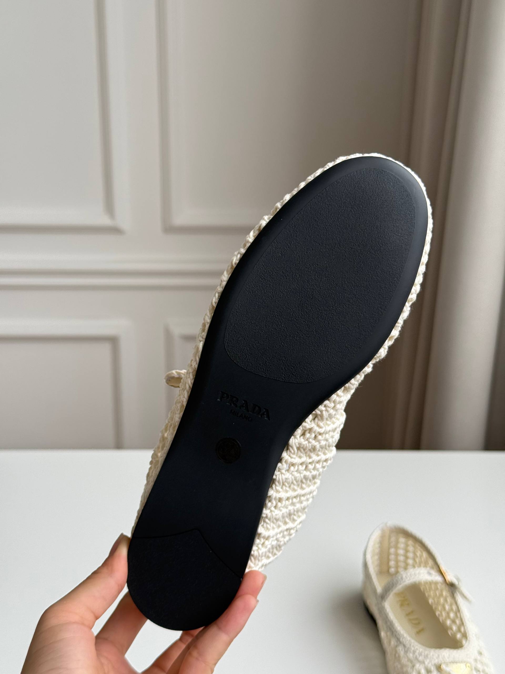 Prada Crochet Mary Jane Flats