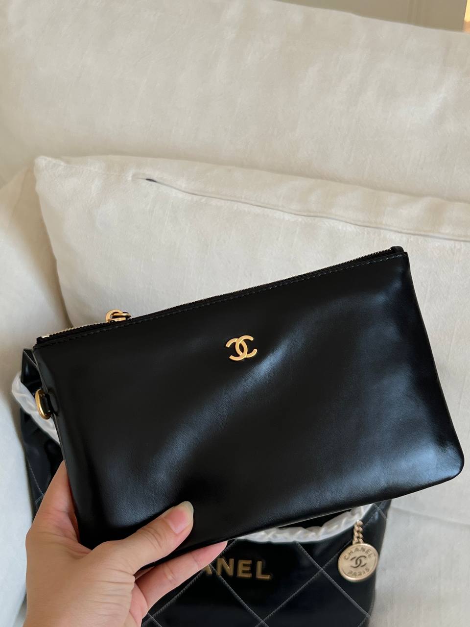 Chanel 22 Medium Shiny Calfskin Tote Bag