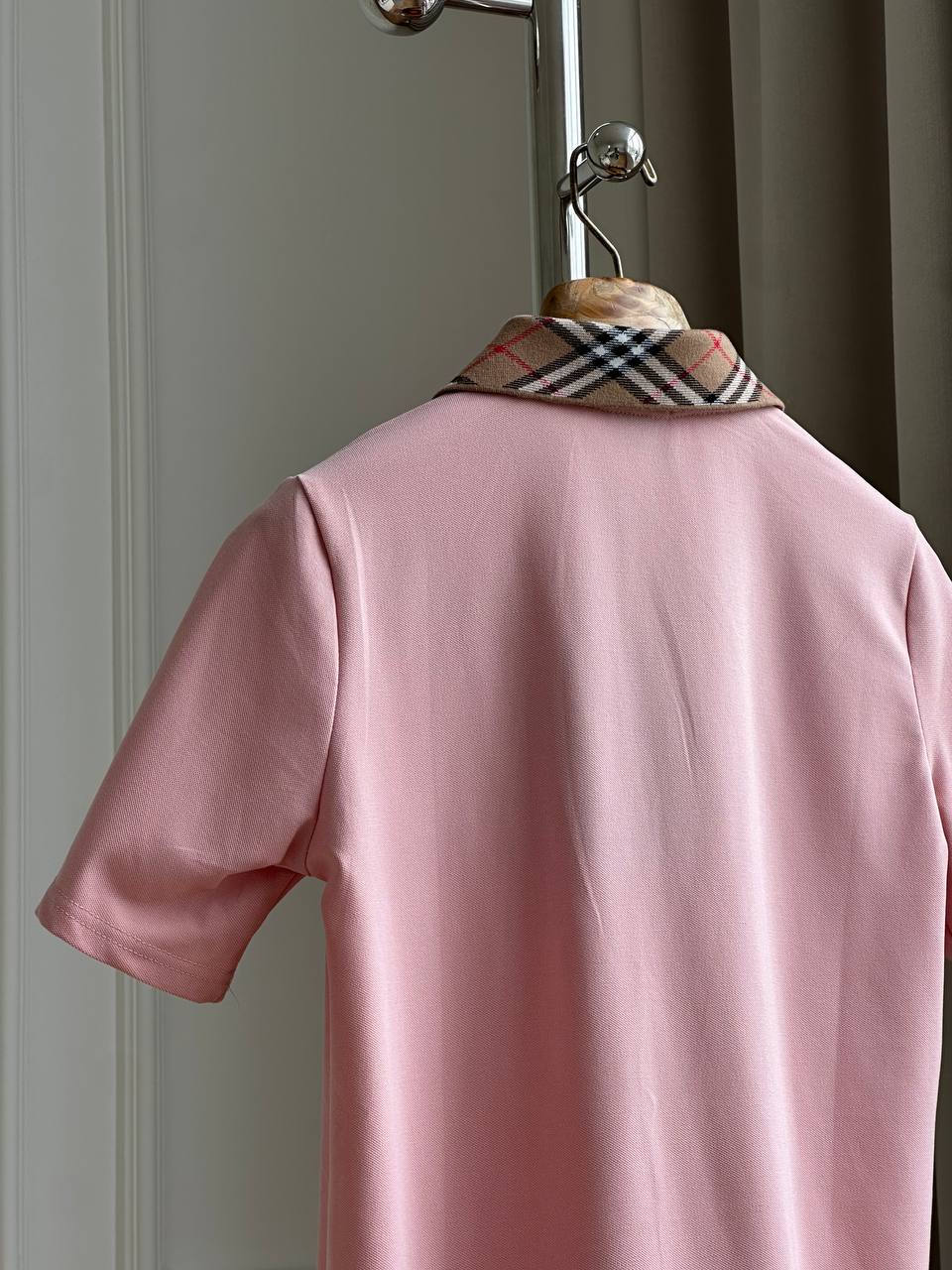 Burberry Check Collar Cotton Piqué Polo Shirt