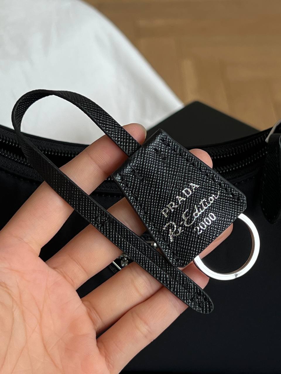 Prada Black Re-Nylon Mini Hobo Shoulder Bag With Silver Triangle Logo