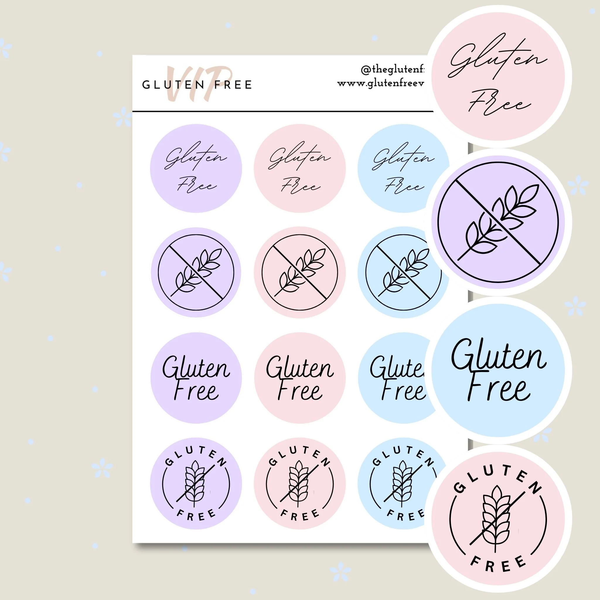 Assorted Gluten Free Labels