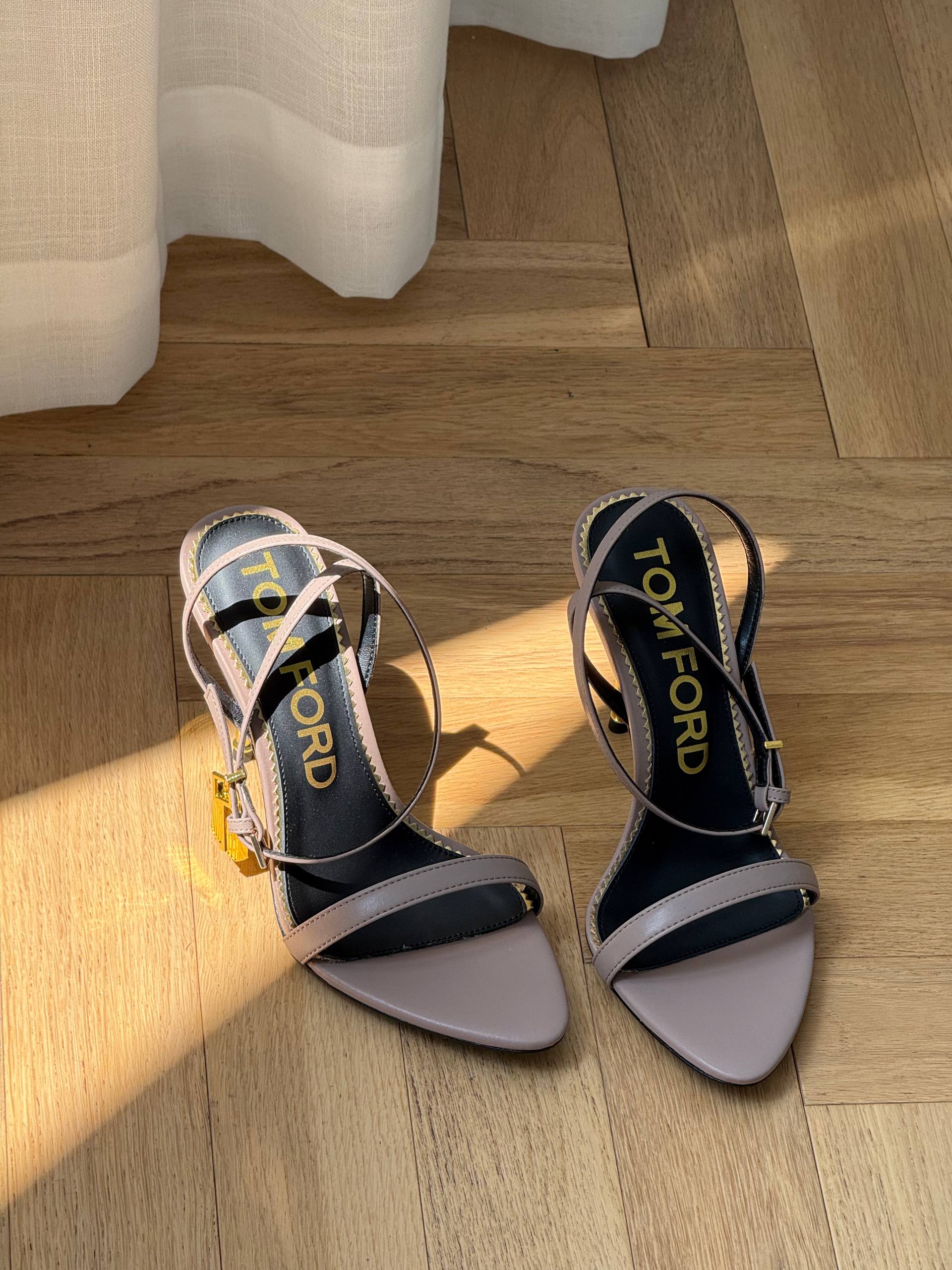 Tom Ford Padlock Leather Stiletto Sandals