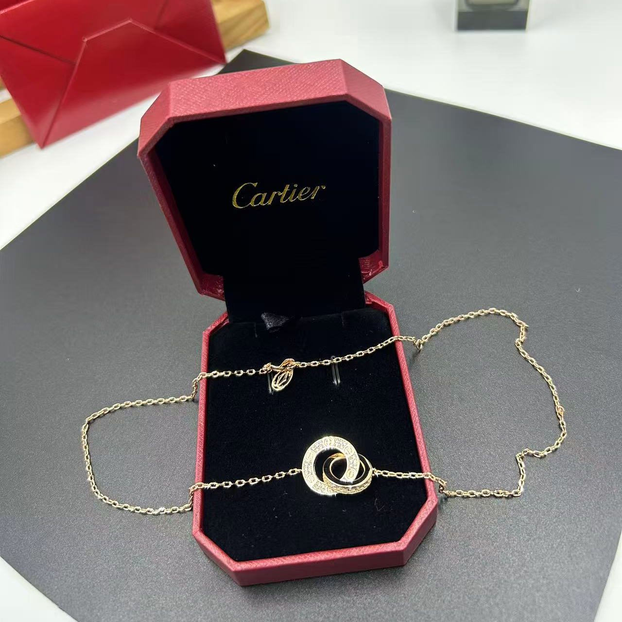CARTIER LOVE SERIES DOUBLE-RING NECKLACE