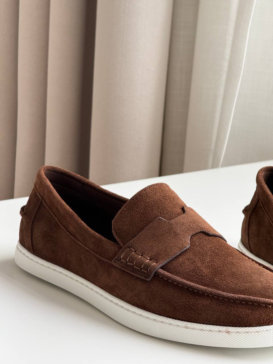Loro Piana-style Brown Suede Loafers