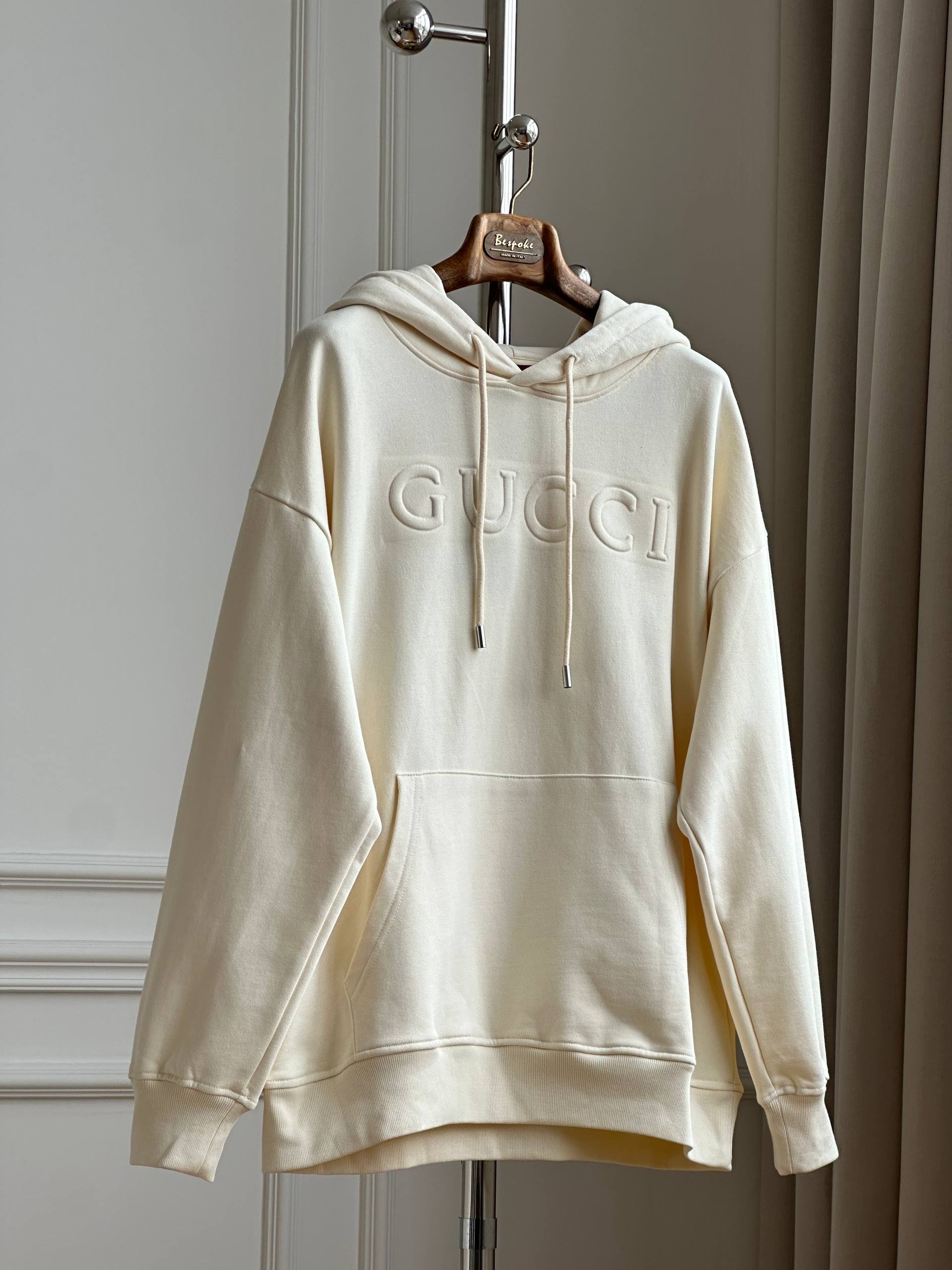 Gucci Embossed Logo Off-White Hoodie