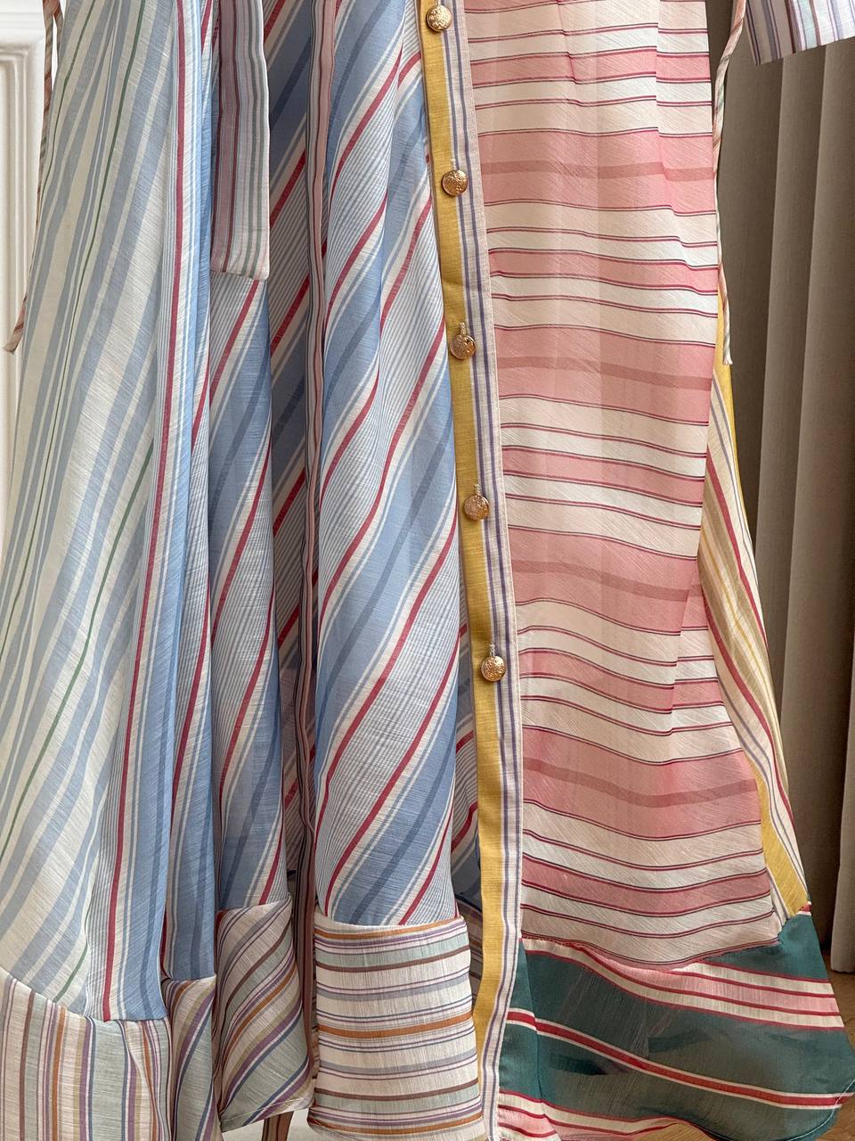 ZIMMERMANN Rebellion Striped Wrap Midi Shirt Dress