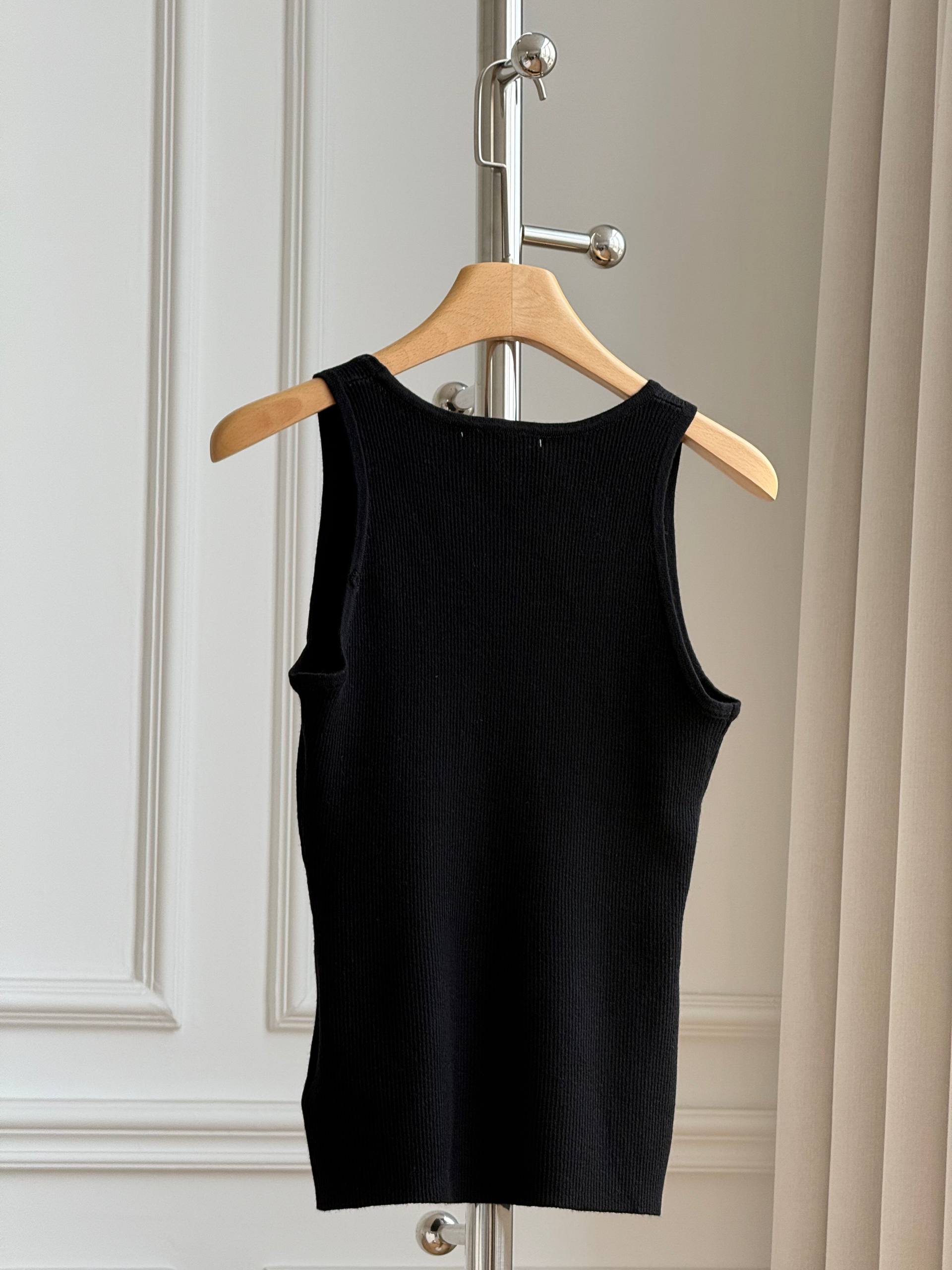Miu Miu Logo Embroidered Ribbed Knit Tank Top