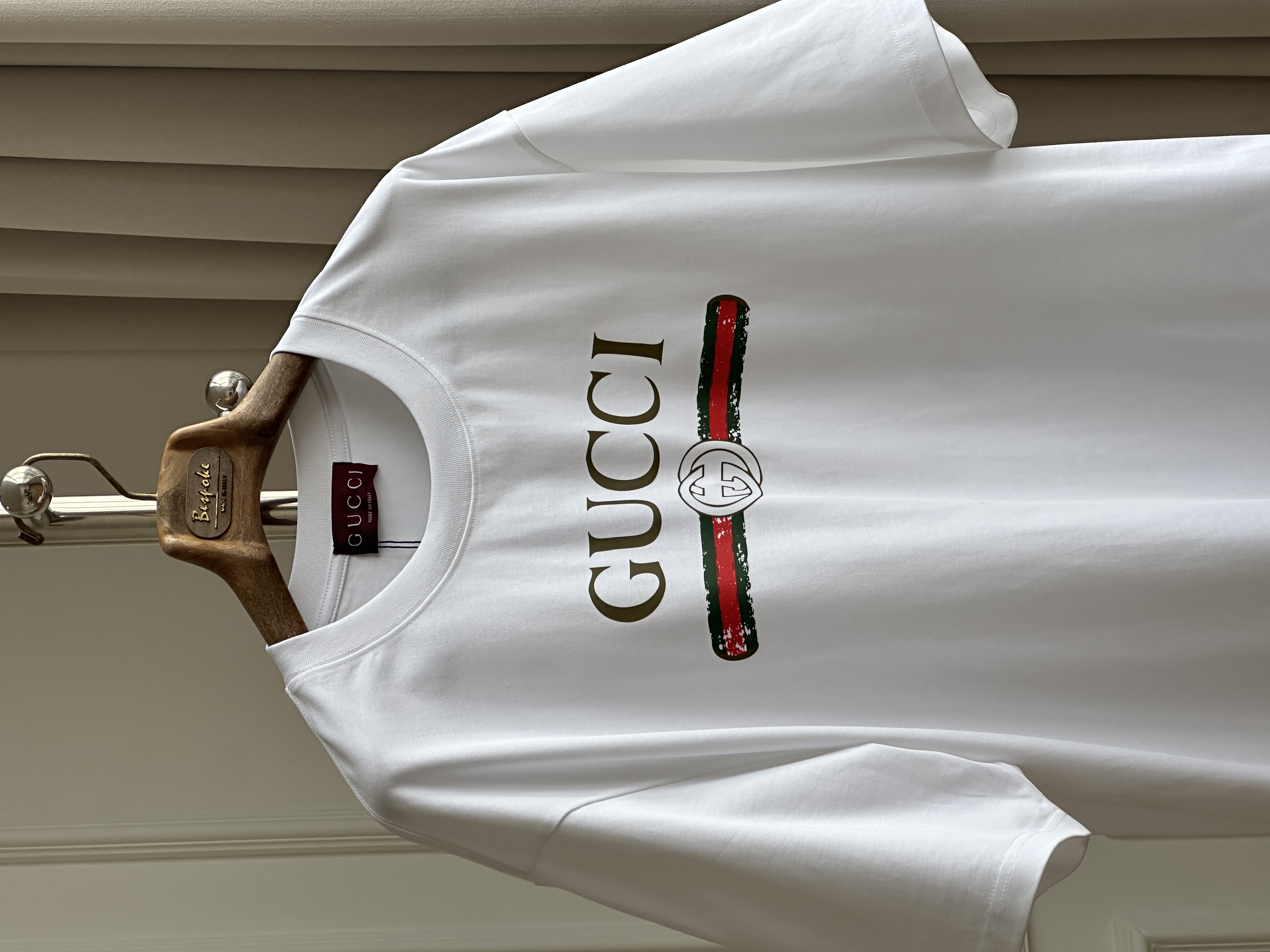 Gucci Web Stripe Interlocking G Logo Loose-fit Crew Neck White T-shirt