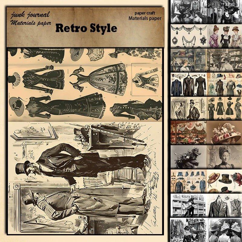 2084 10 sheets of material paper character clothing handbook collage material