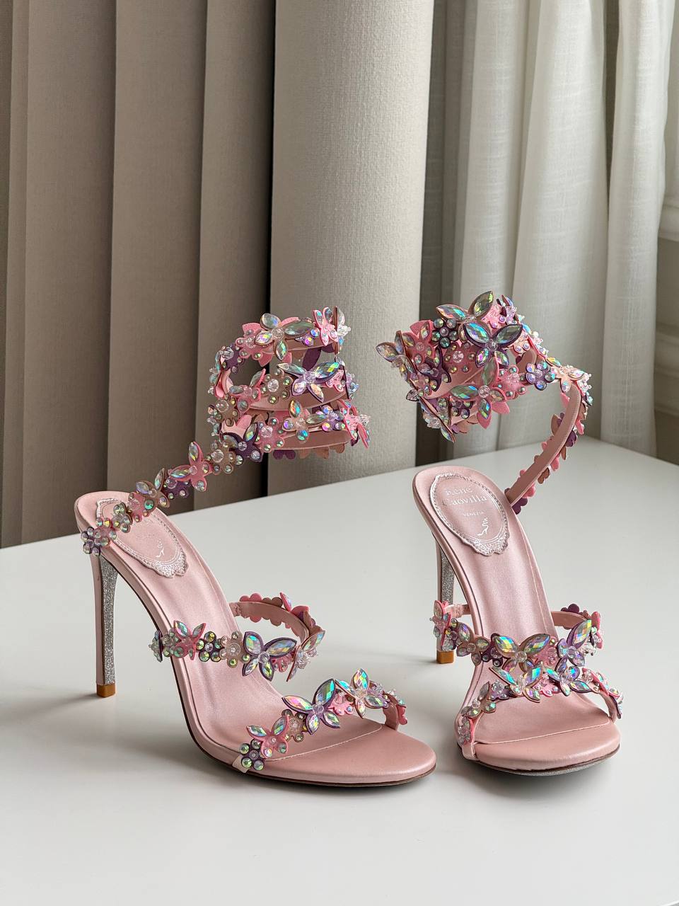 René Caovilla Floriane Embellished Crystal Butterfly Sandals